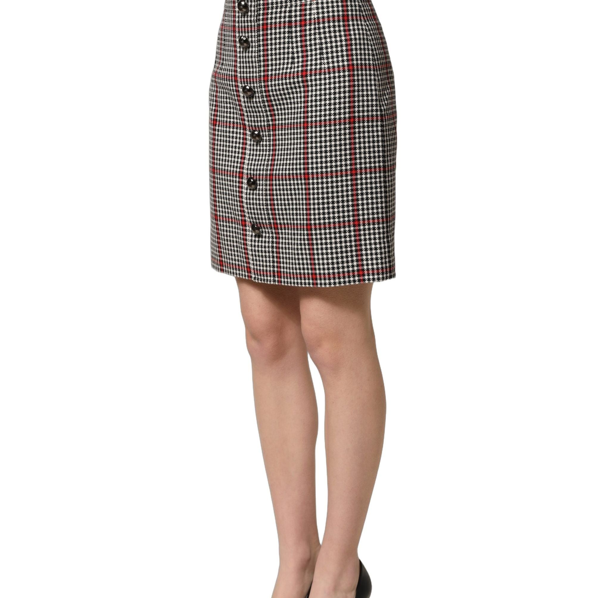 Dolce & Gabbana Gray Checkered High Waist A-line Mini Skirt