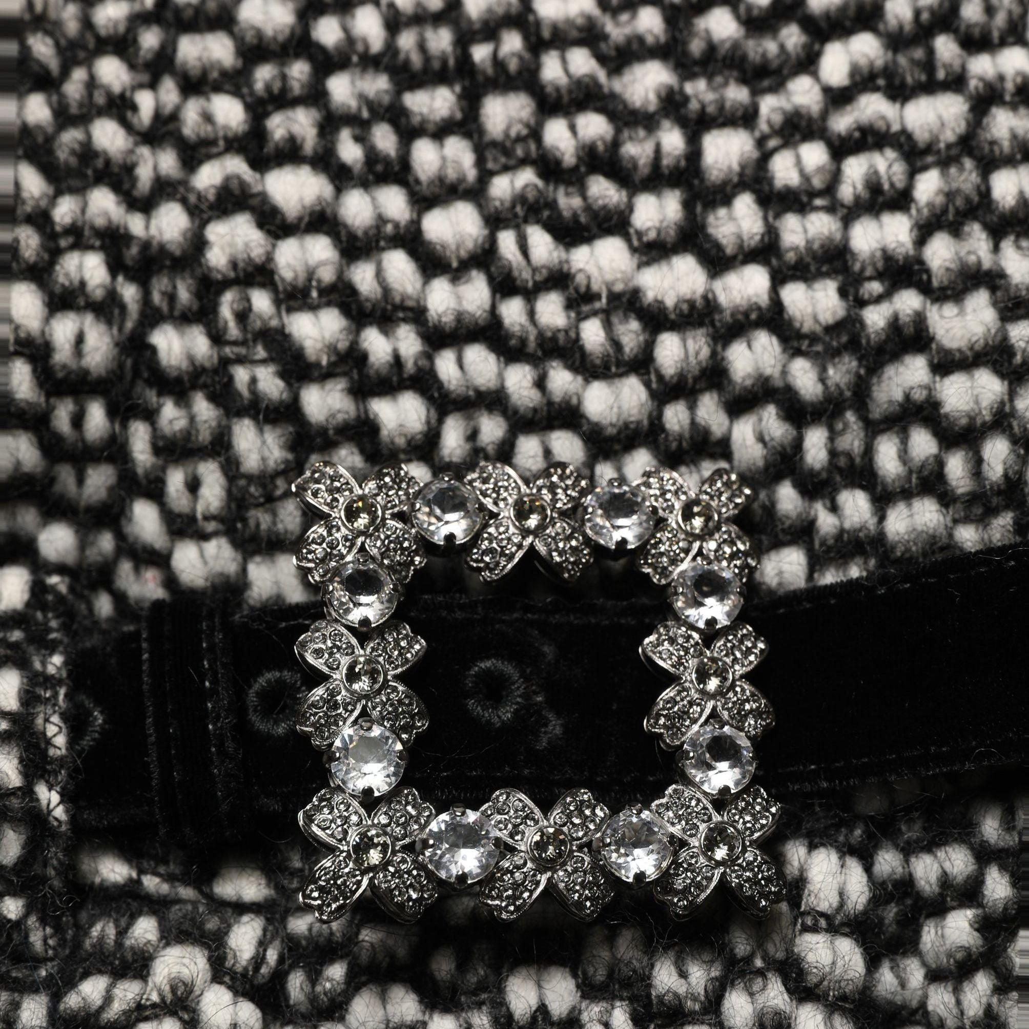 Dolce & Gabbana Black White Tweed High Waist Pleated Skirt