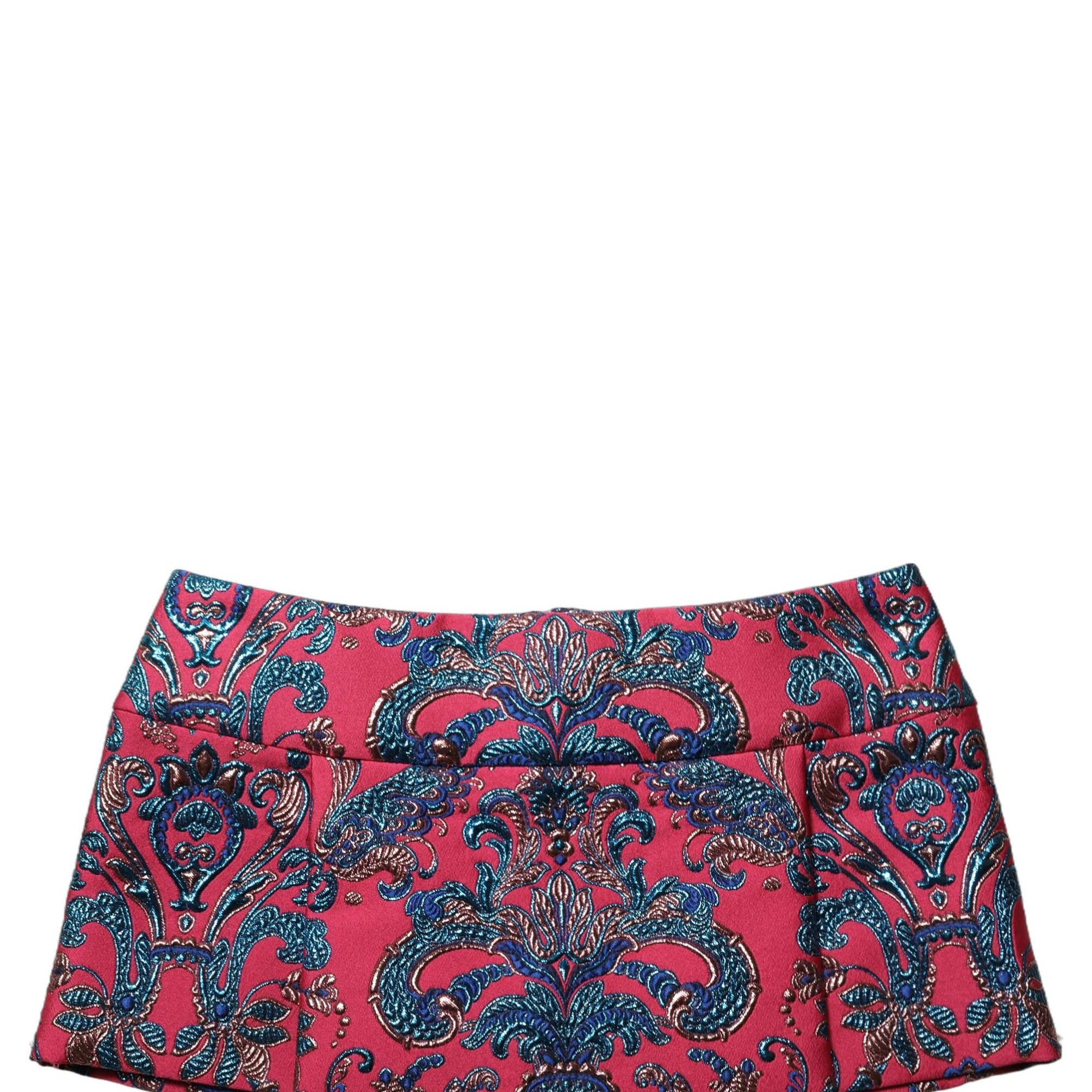 Dolce & Gabbana Multicolor Floral Jacquard MidWaist Mini Skirt