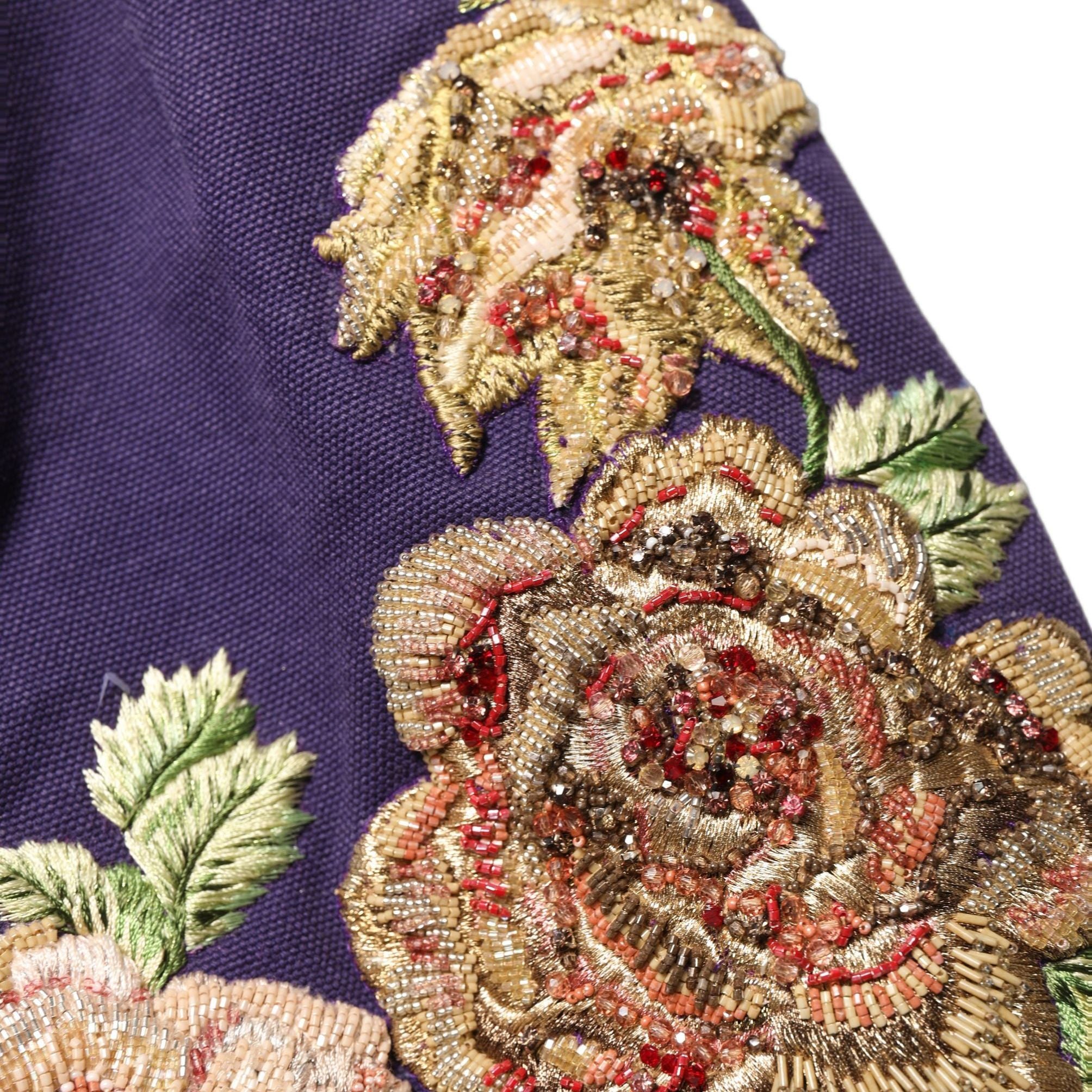 Dolce & Gabbana Purple Floral Embellsihed MidWaist Mini Skirt