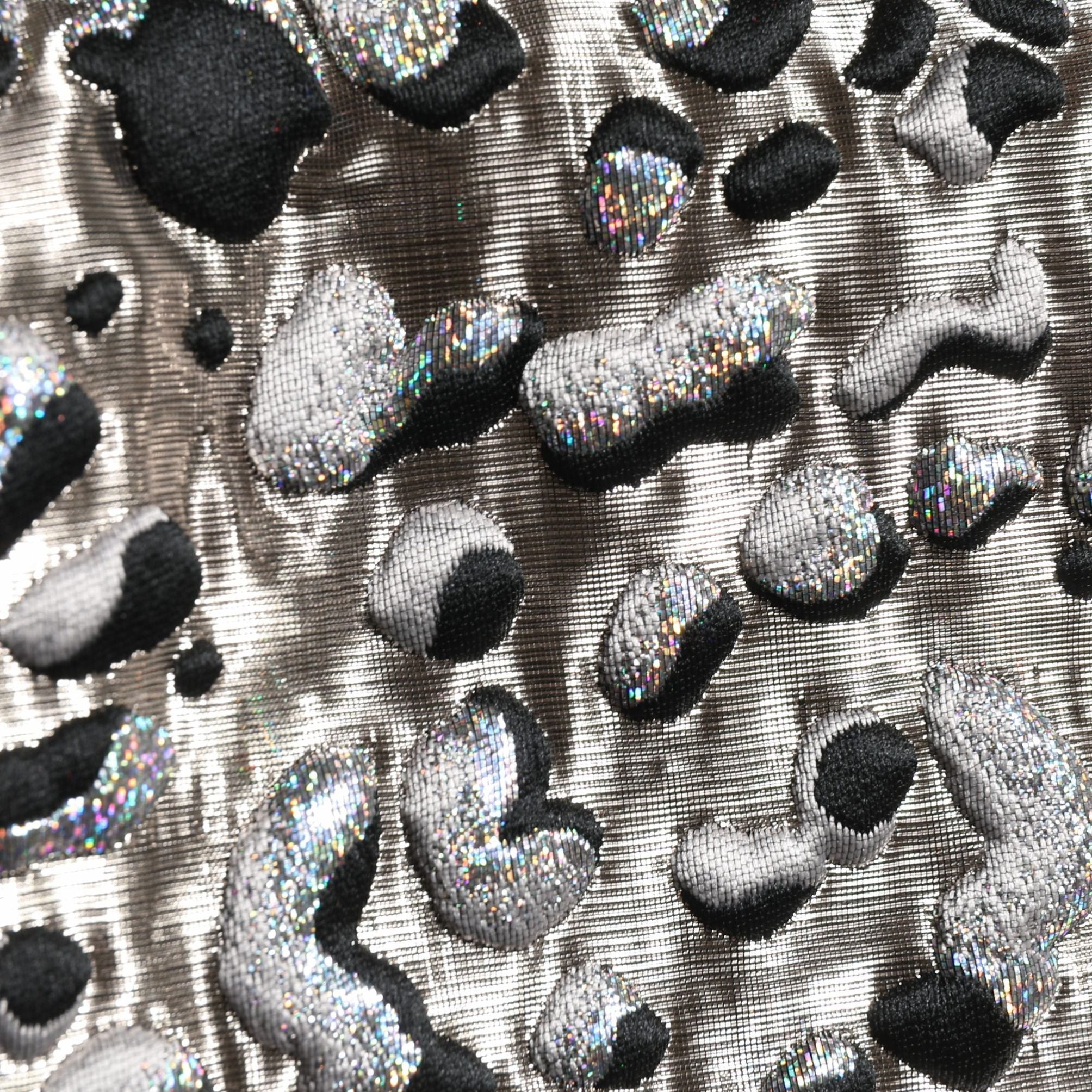 Dolce & Gabbana Silver Leopard Jacquard Mid Waist Mini Skirt