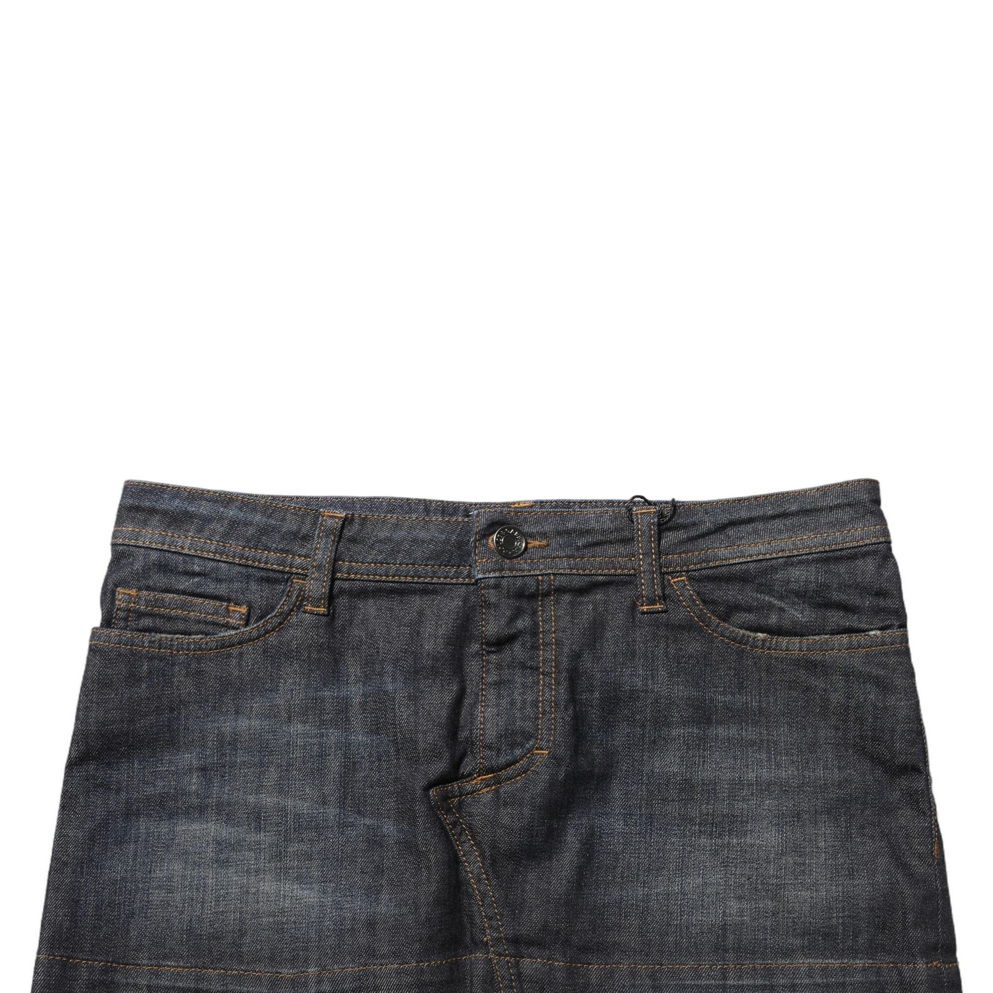 Dolce & Gabbana Black Cotton Spandex Low Waist Denim Mini Skirt