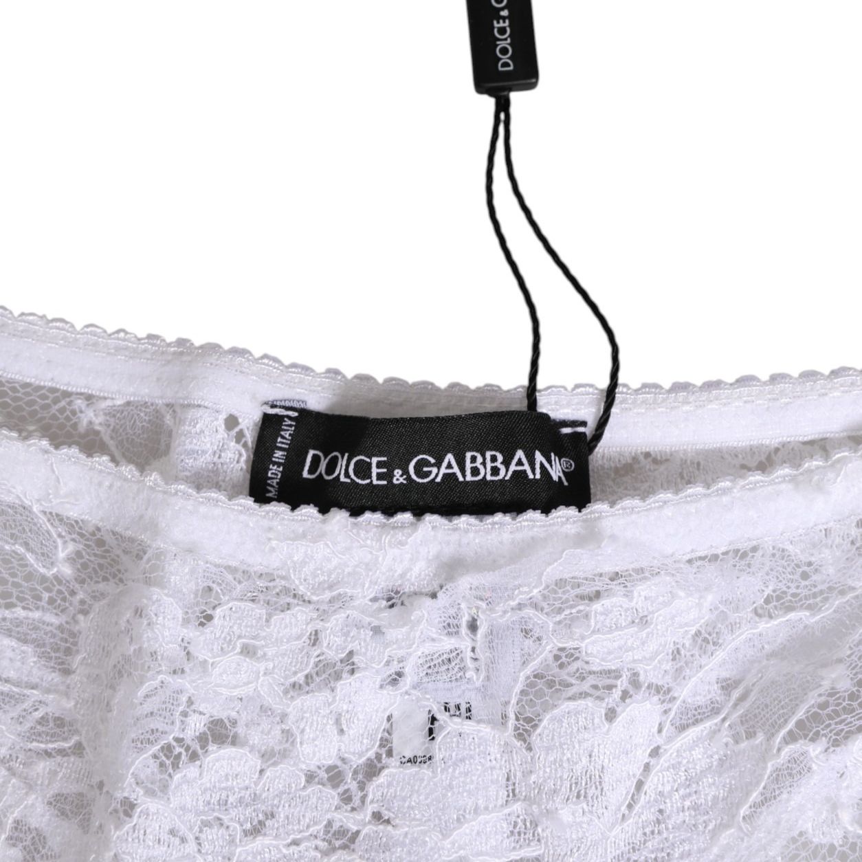 Dolce & Gabbana White Floral Lace Low Rise Panty Underwear