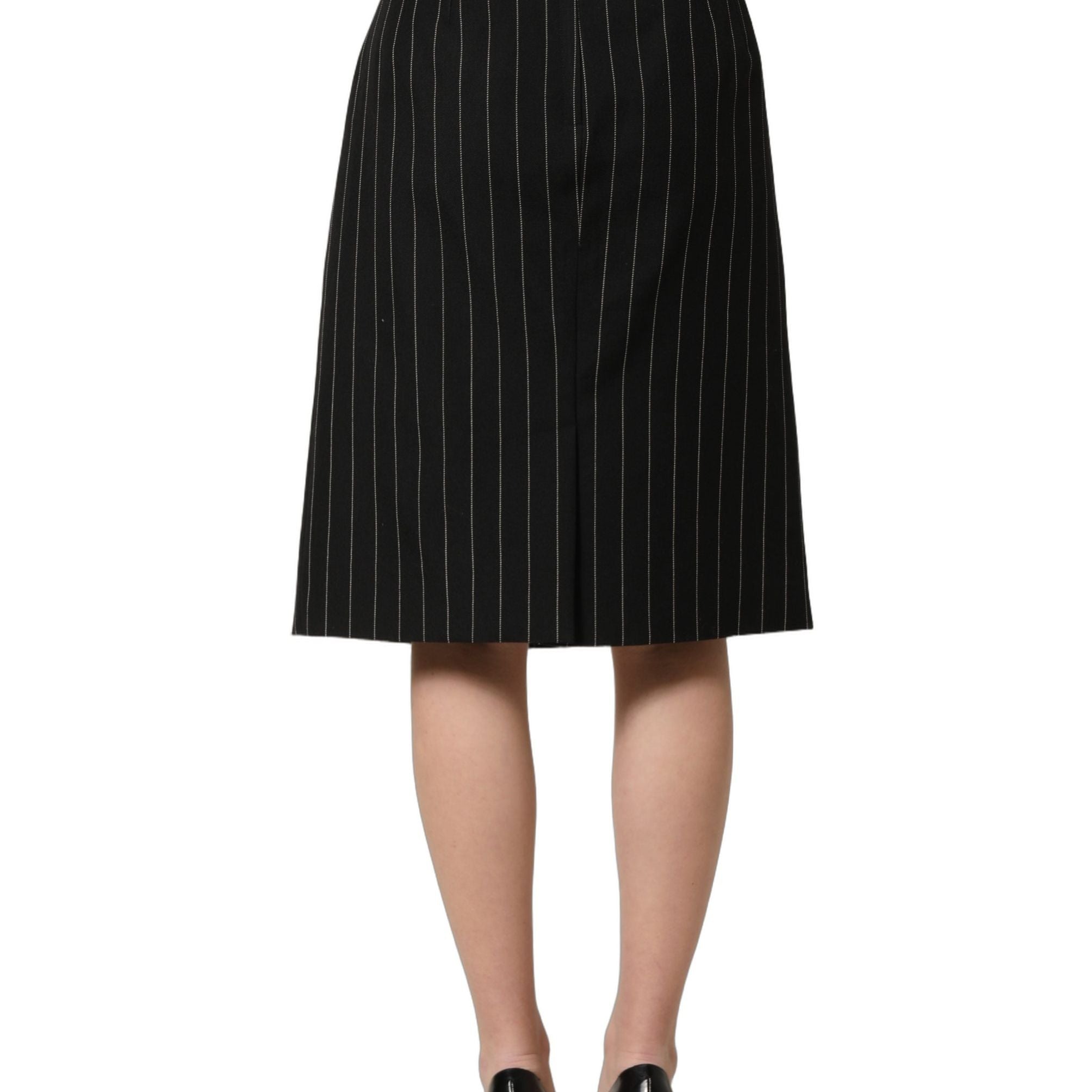 Dolce & Gabbana Black Pinstriped HighWaist Pencil Cut Skirt