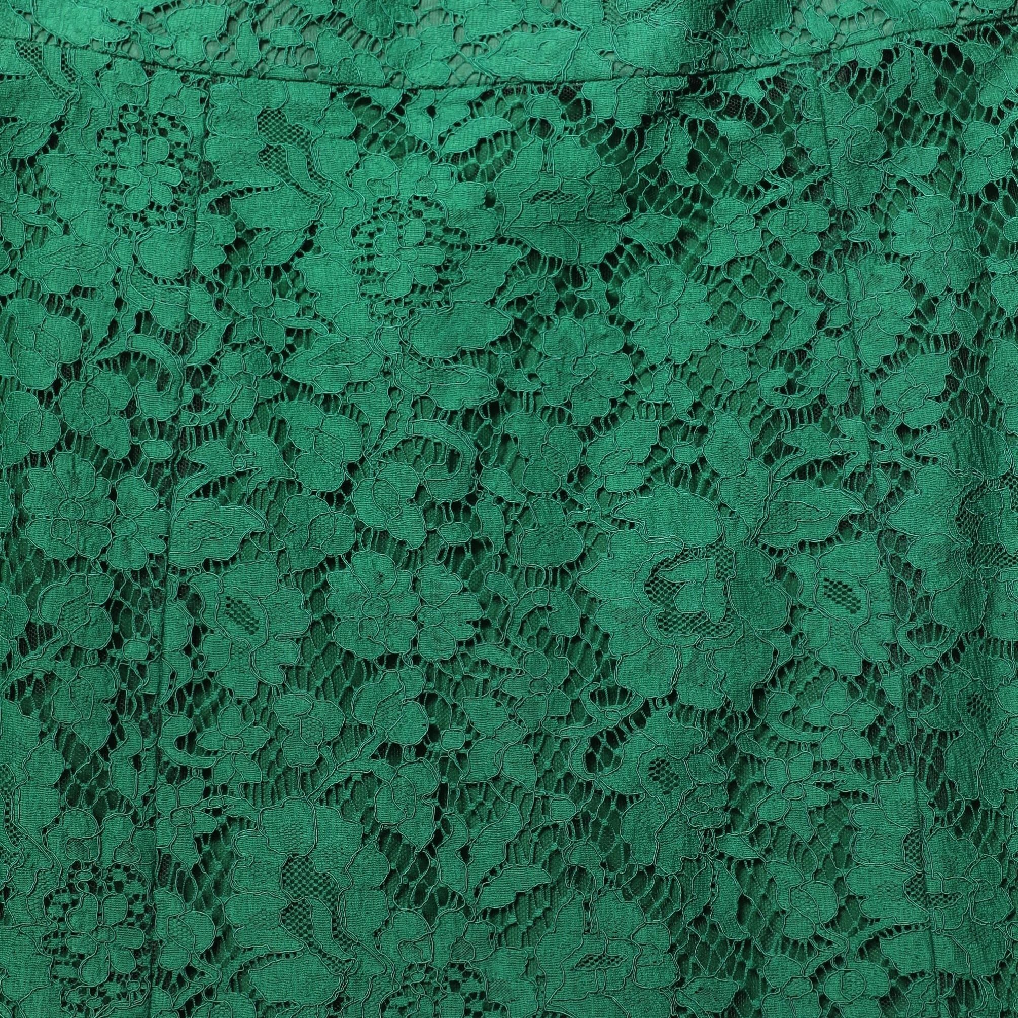 Dolce & Gabbana Green Lace High Waist Mermaid Midi Skirt