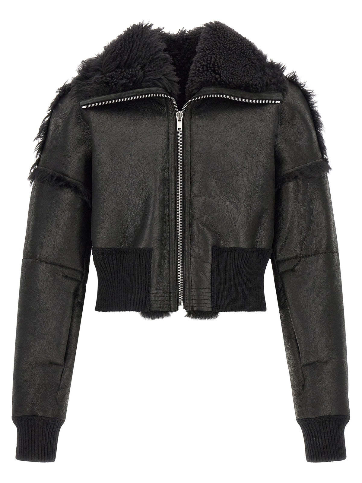 Rick Owens Black Lamb Fur Leather Jacket