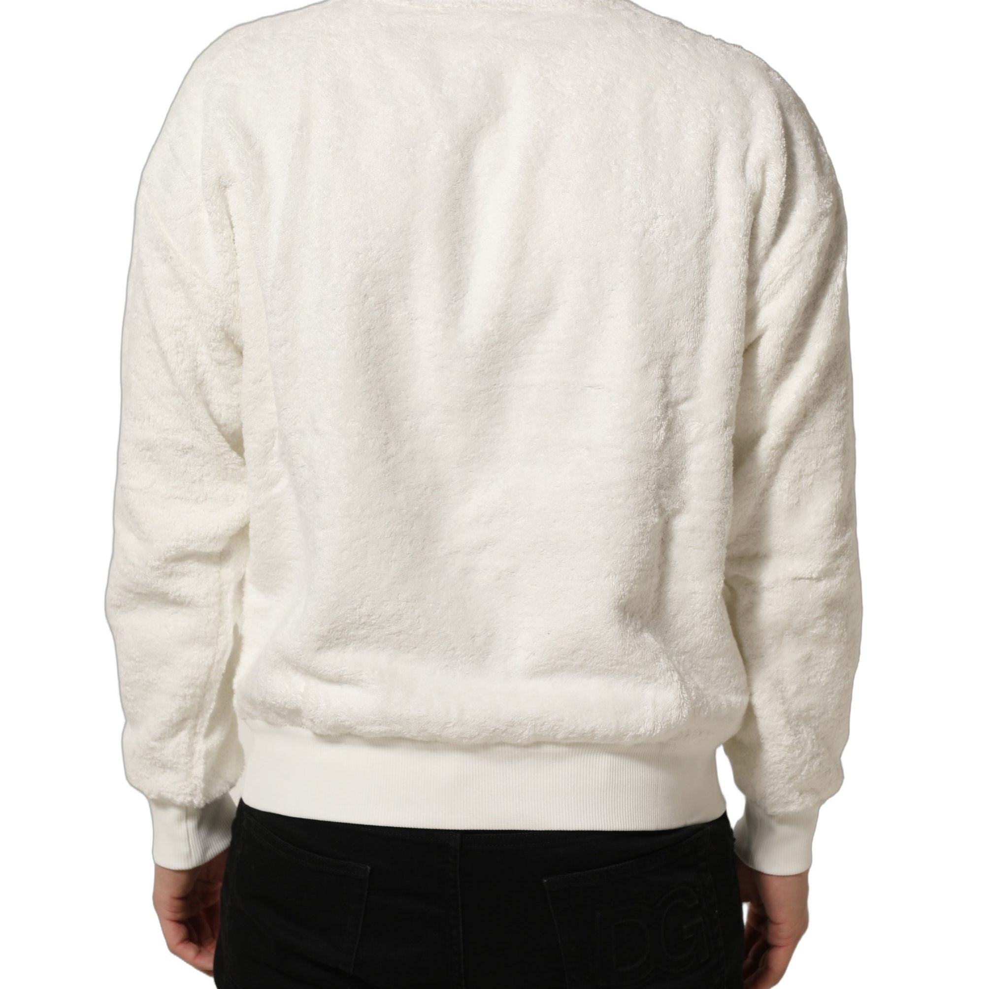 Dolce & Gabbana White LogoPlaque CrewNeck Sweatshirt Sweater