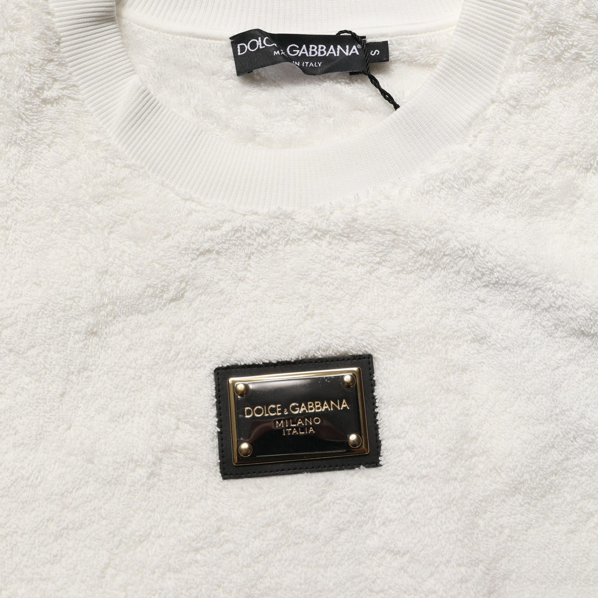 Dolce & Gabbana White LogoPlaque CrewNeck Sweatshirt Sweater