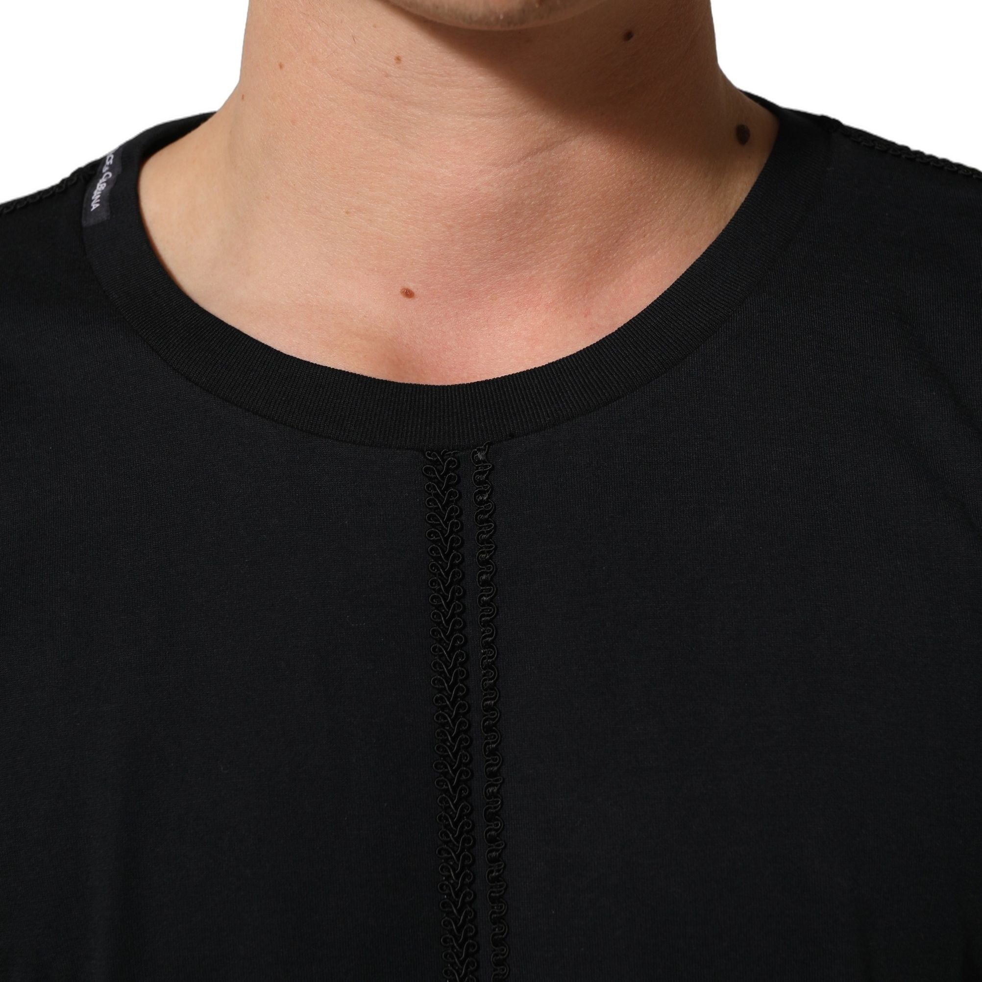 Dolce & Gabbana Dark Blue Cotton Round Neck Pullover Sweater