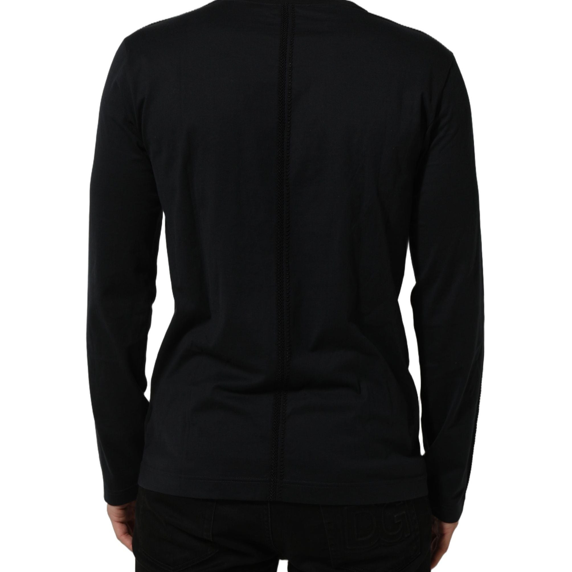 Dolce & Gabbana Dark Blue Cotton Round Neck Pullover Sweater