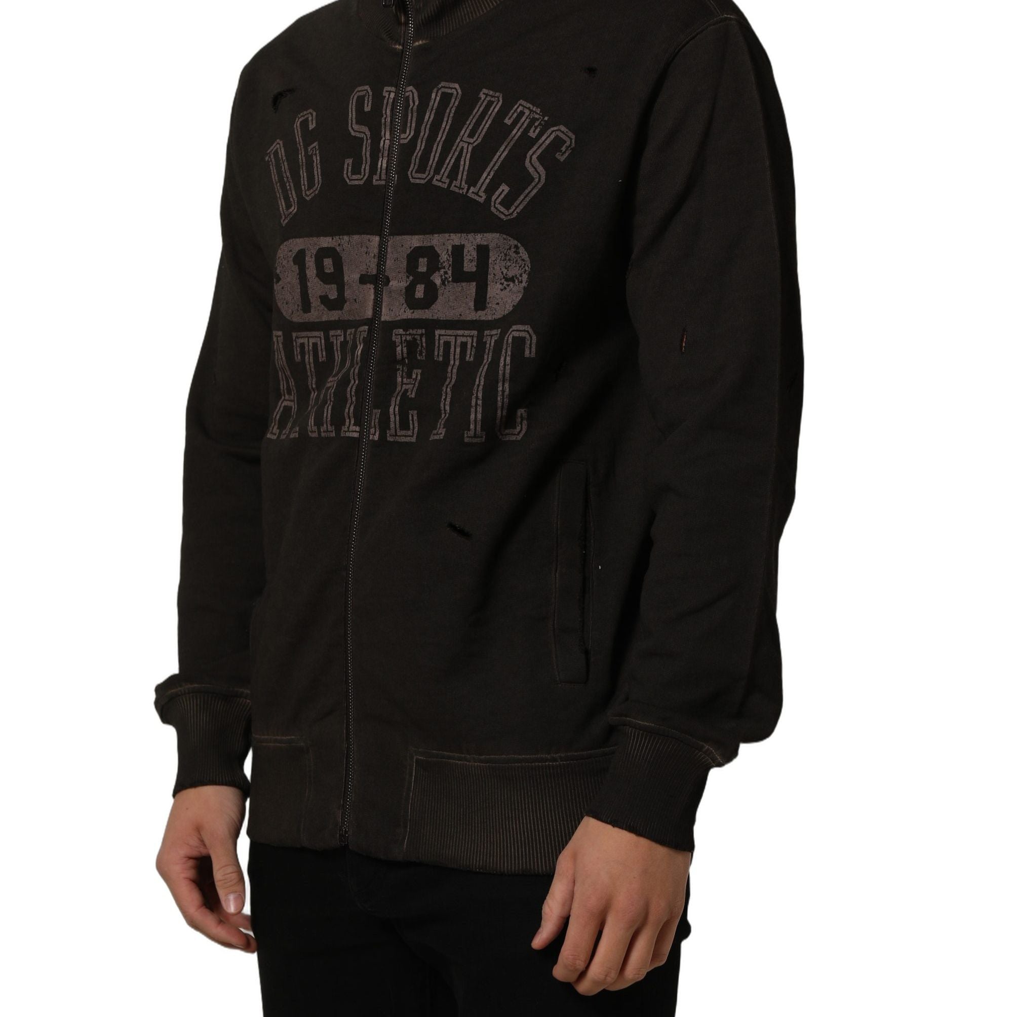 Dolce & Gabbana Brown Logo Print Full Zip Sweatshirt Sweater