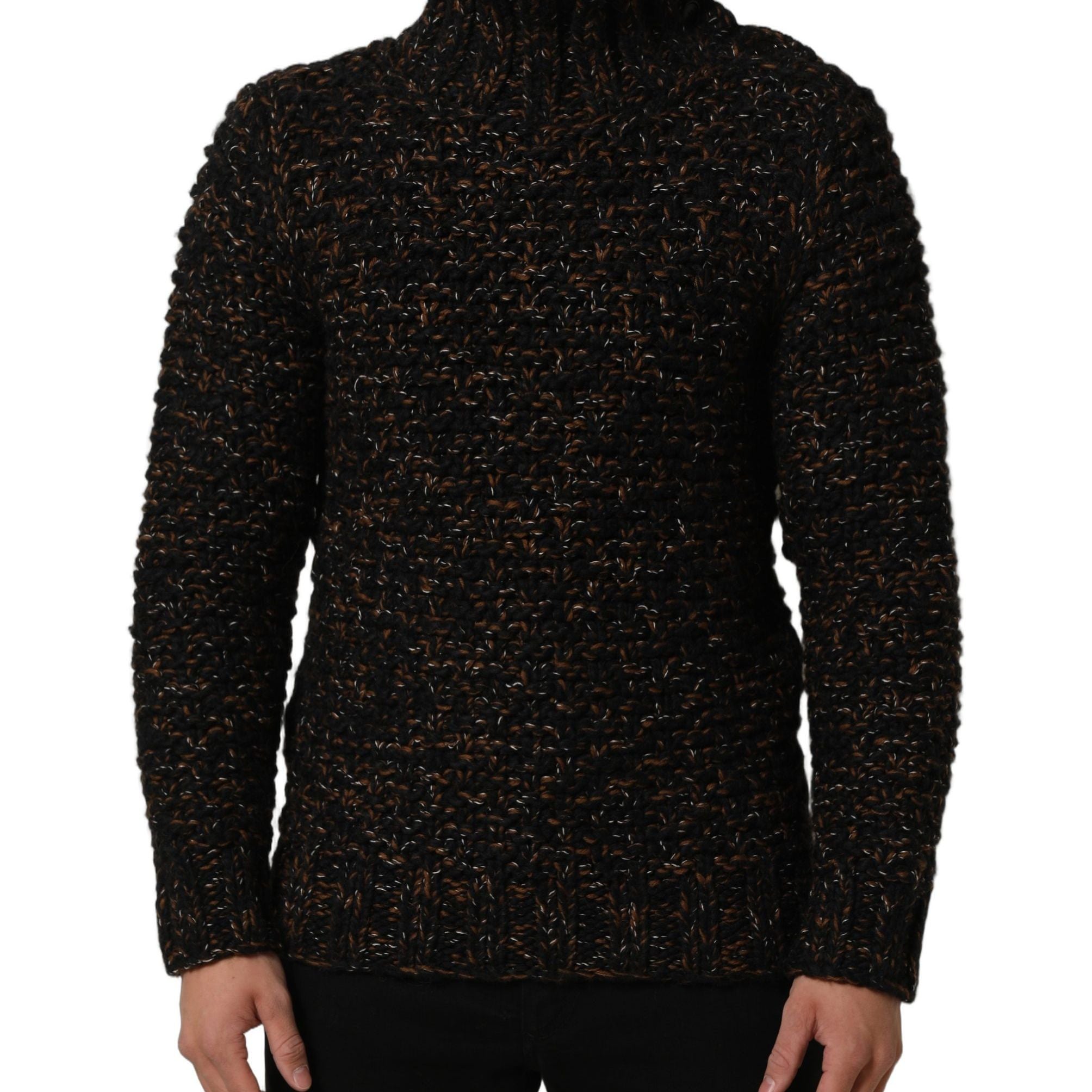 Dolce & Gabbana Brown Wool Knit Turtleneck Pullover Sweater