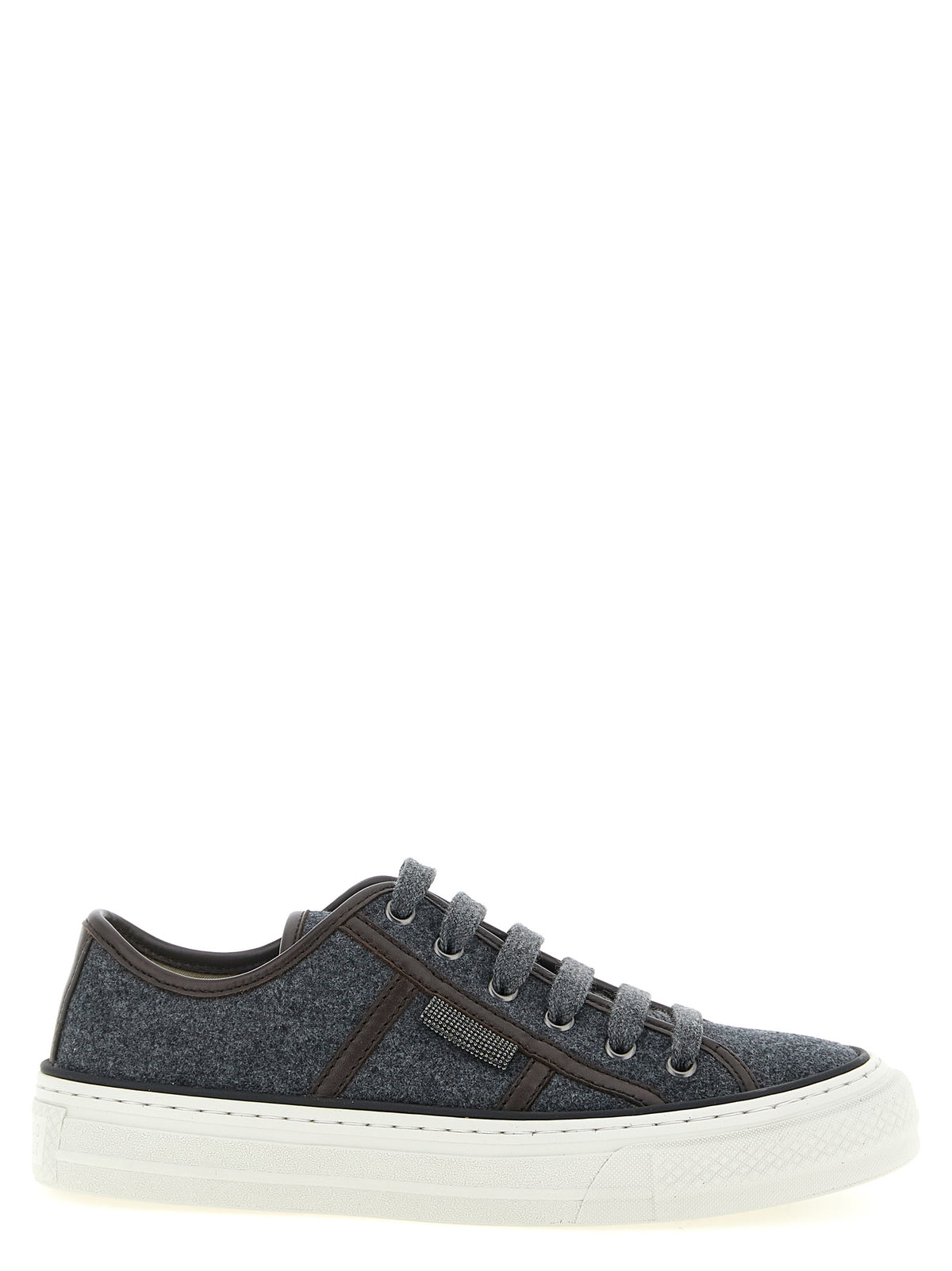 Brunello Cucinelli Gray Virgin Wool Low Top Sneakers