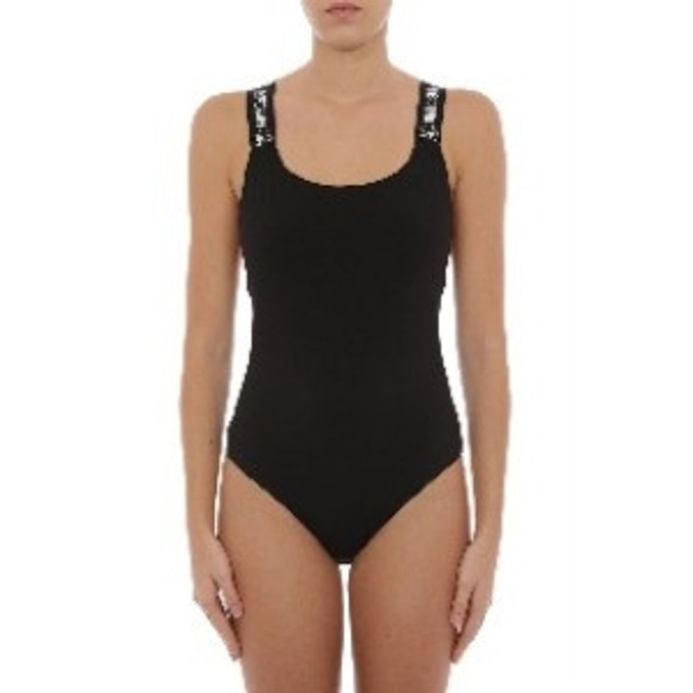 Moschino Black Cotton One-Piece Swimsuit