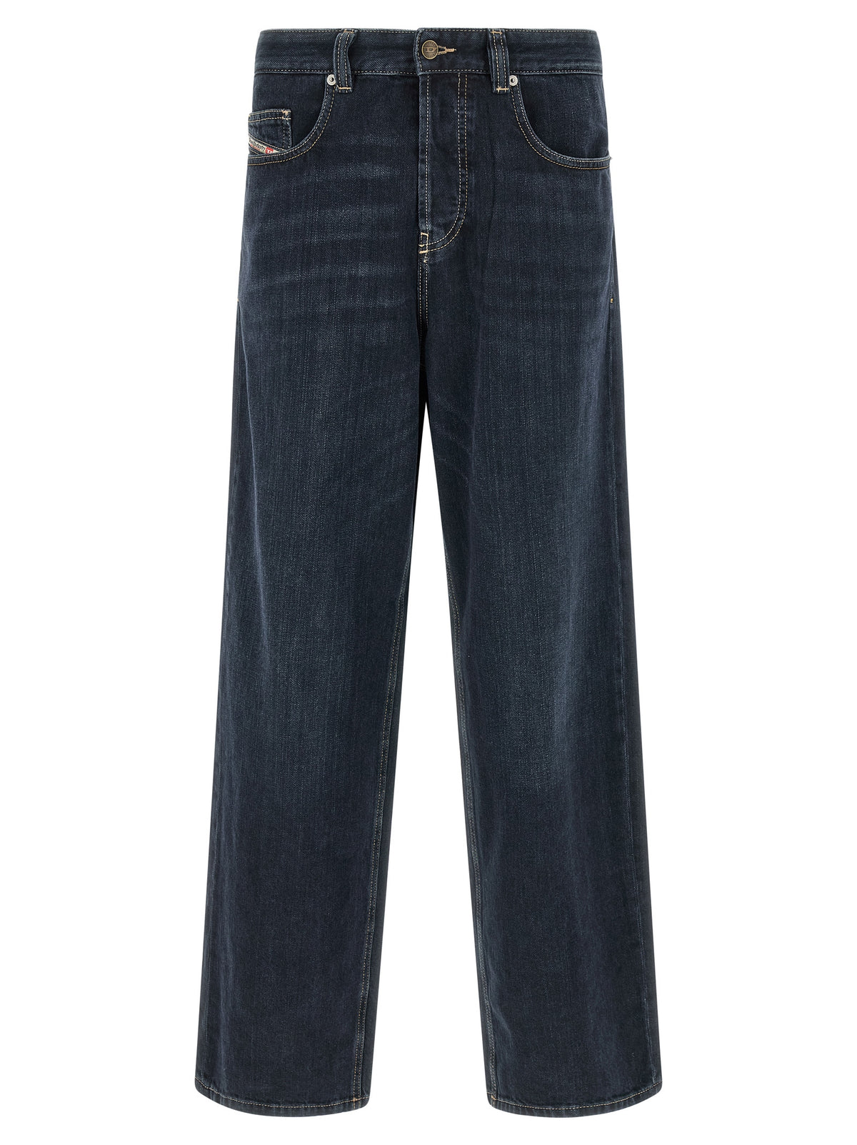 Diesel Blue Cotton Relaxed Fit Jeans