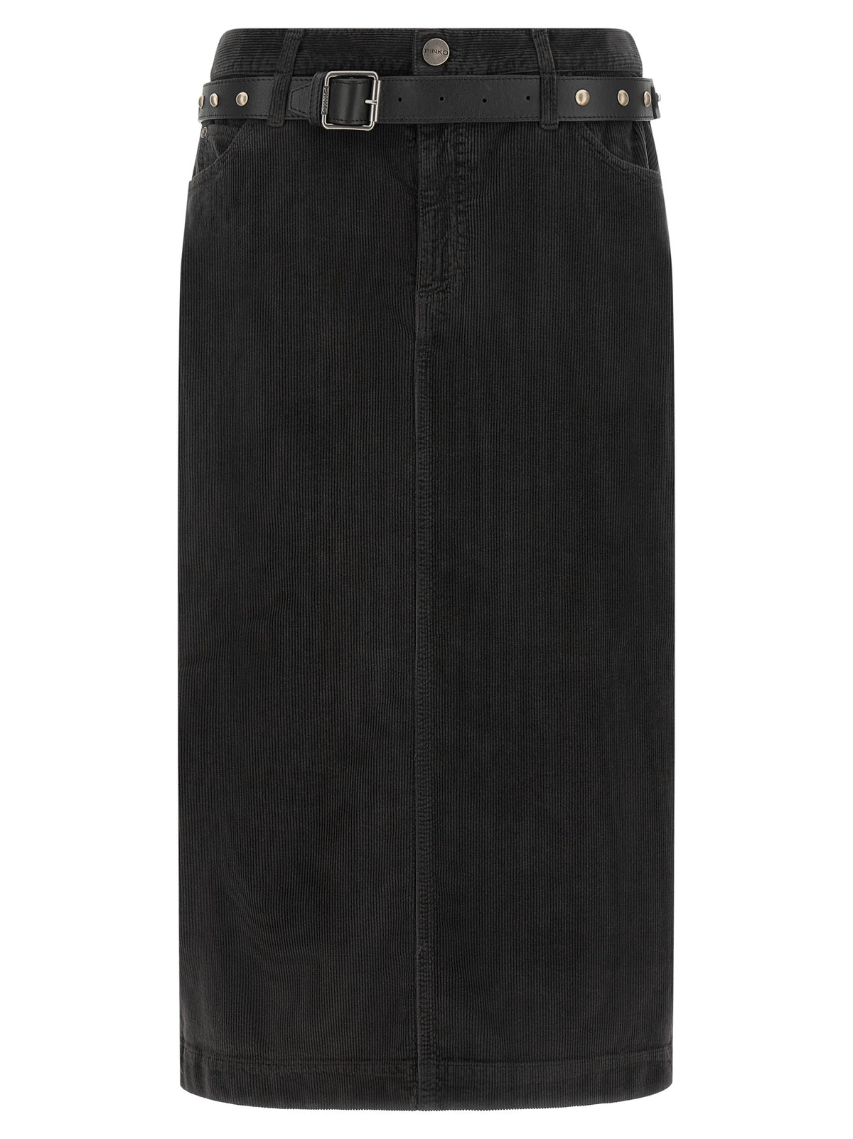 PINKO Black Cotton Midi Skirt