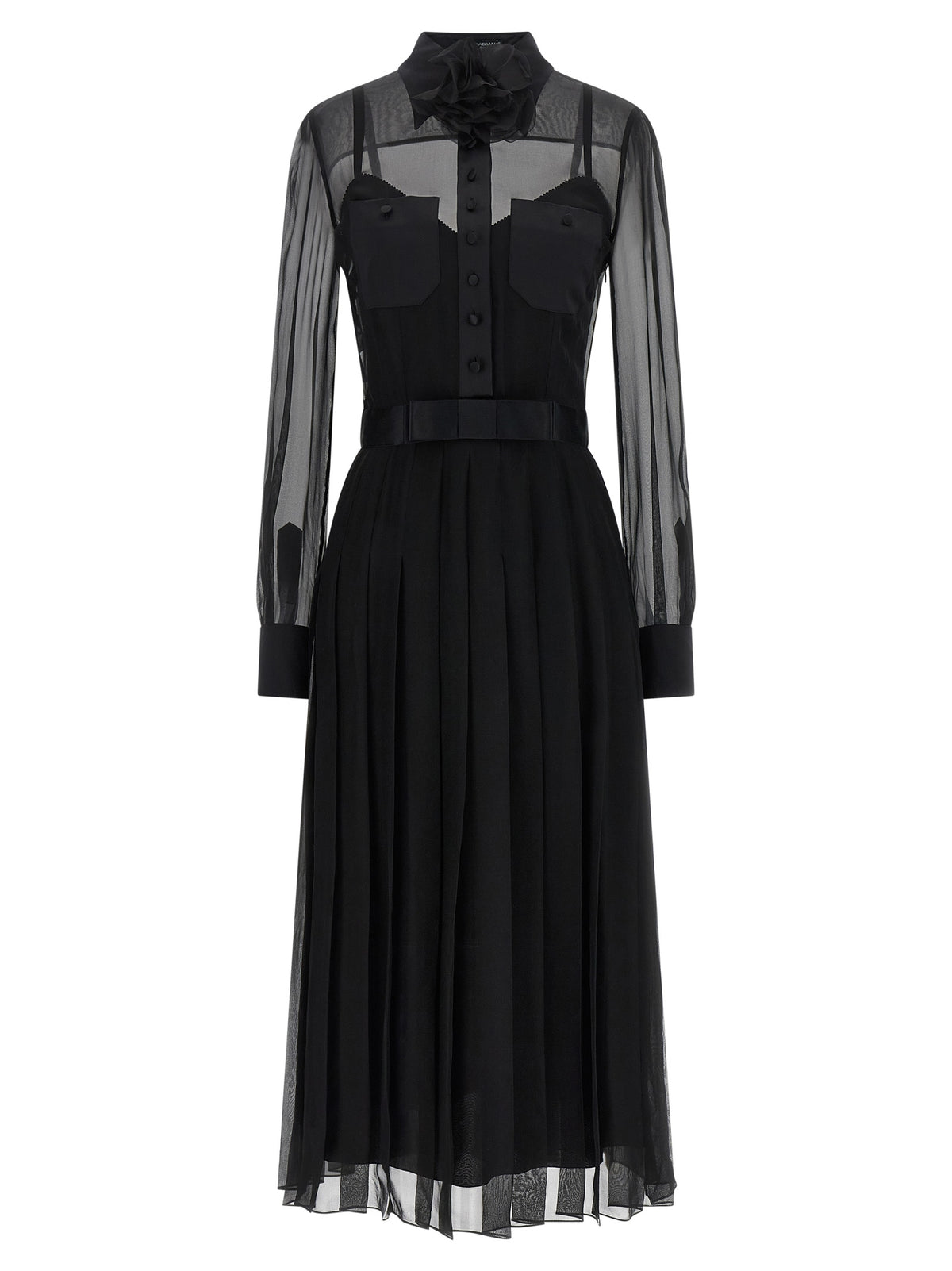 Dolce & Gabbana Black Silk Midi Dress