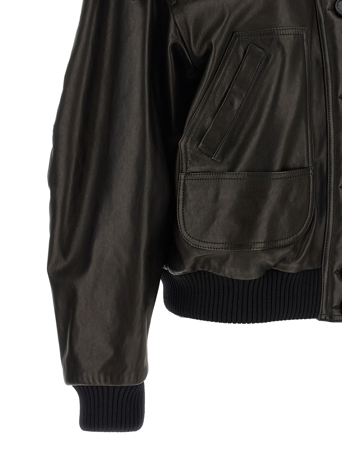 The Attico Black Lamb Leather Leather Jacket
