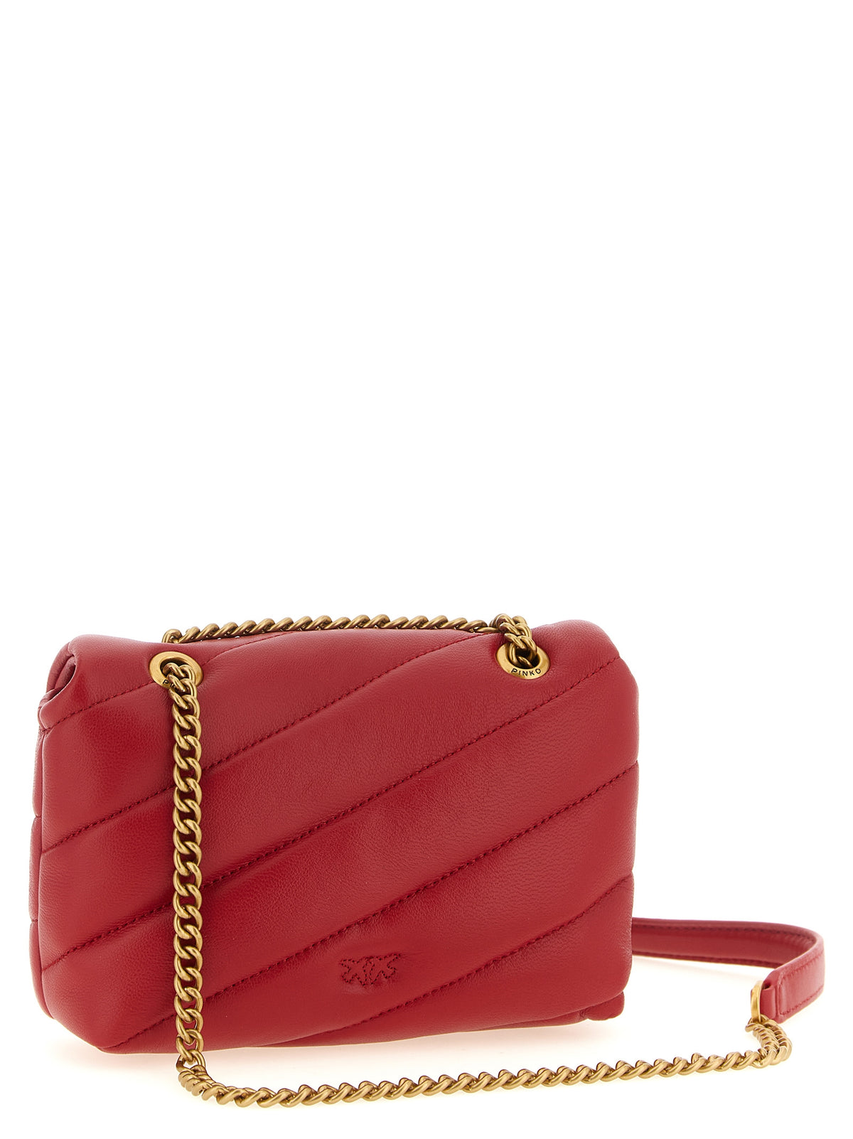 PINKO Red Lamb Leather Crossbody Bag