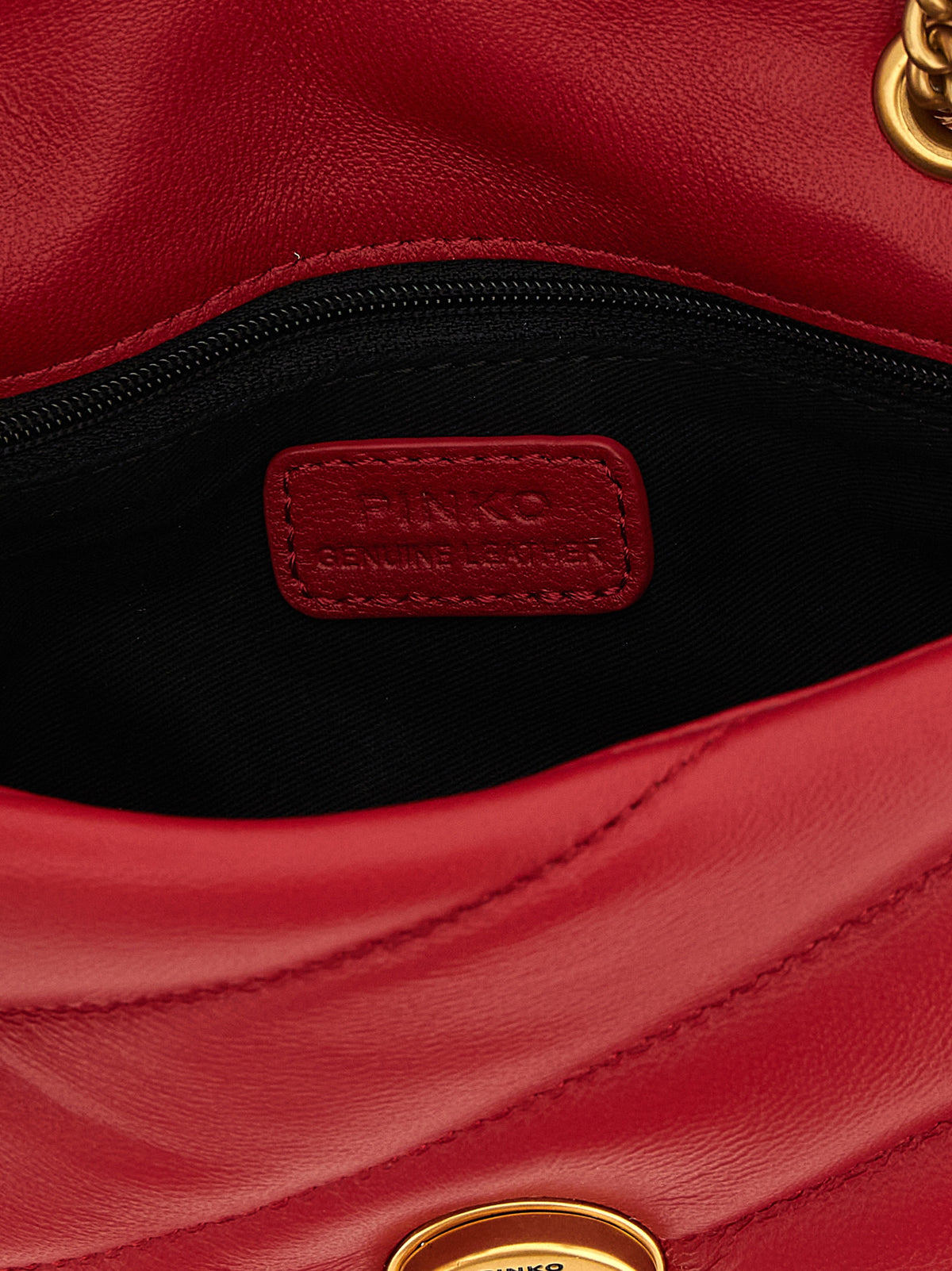 PINKO Red Lamb Leather Crossbody Bag