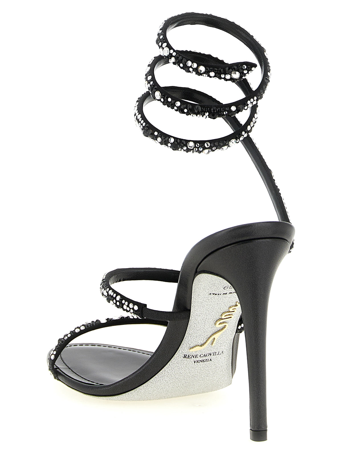 RENE CAOVILLA Bicolor Viscose Stiletto Heel Sandals