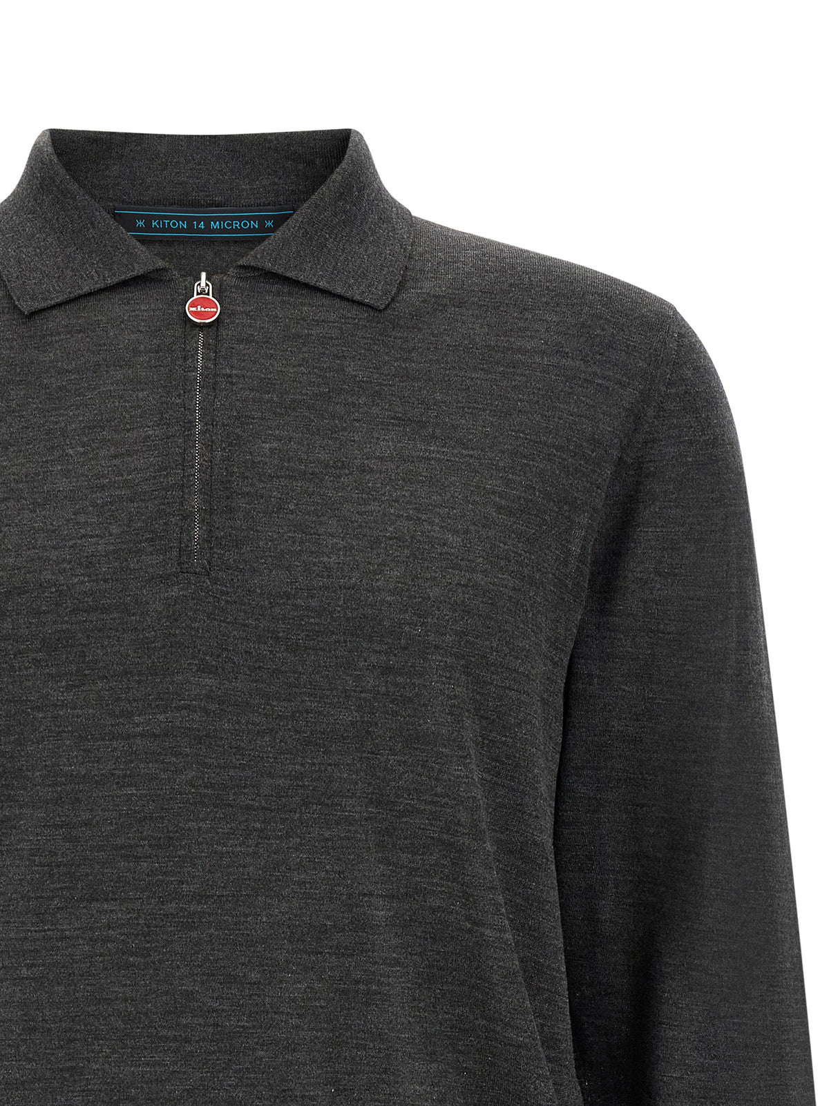 Kiton Gray Wool Polo Shirt