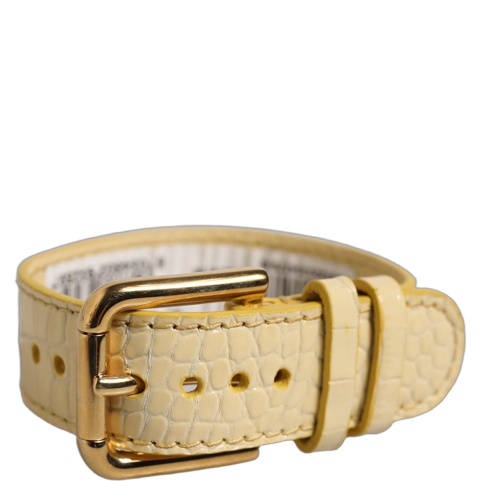 Dolce & Gabbana Beige Embossed Leather Gold Buckle Belt Strap Bracelet