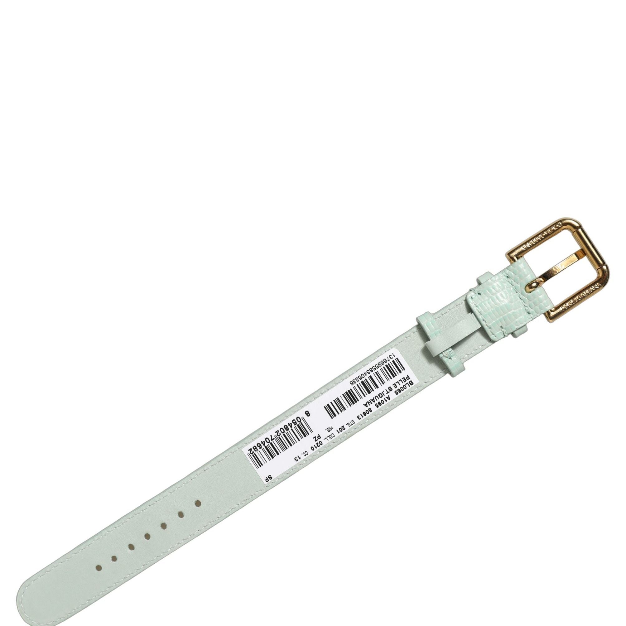 Dolce & Gabbana Green Textured Leather Gold Buckle Belt Strap Bracelet