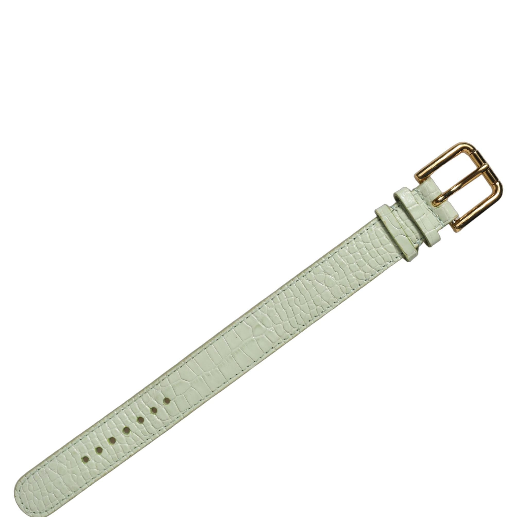 Dolce & Gabbana Green Embossed Leather Gold Buckle Belt Strap Bracelet