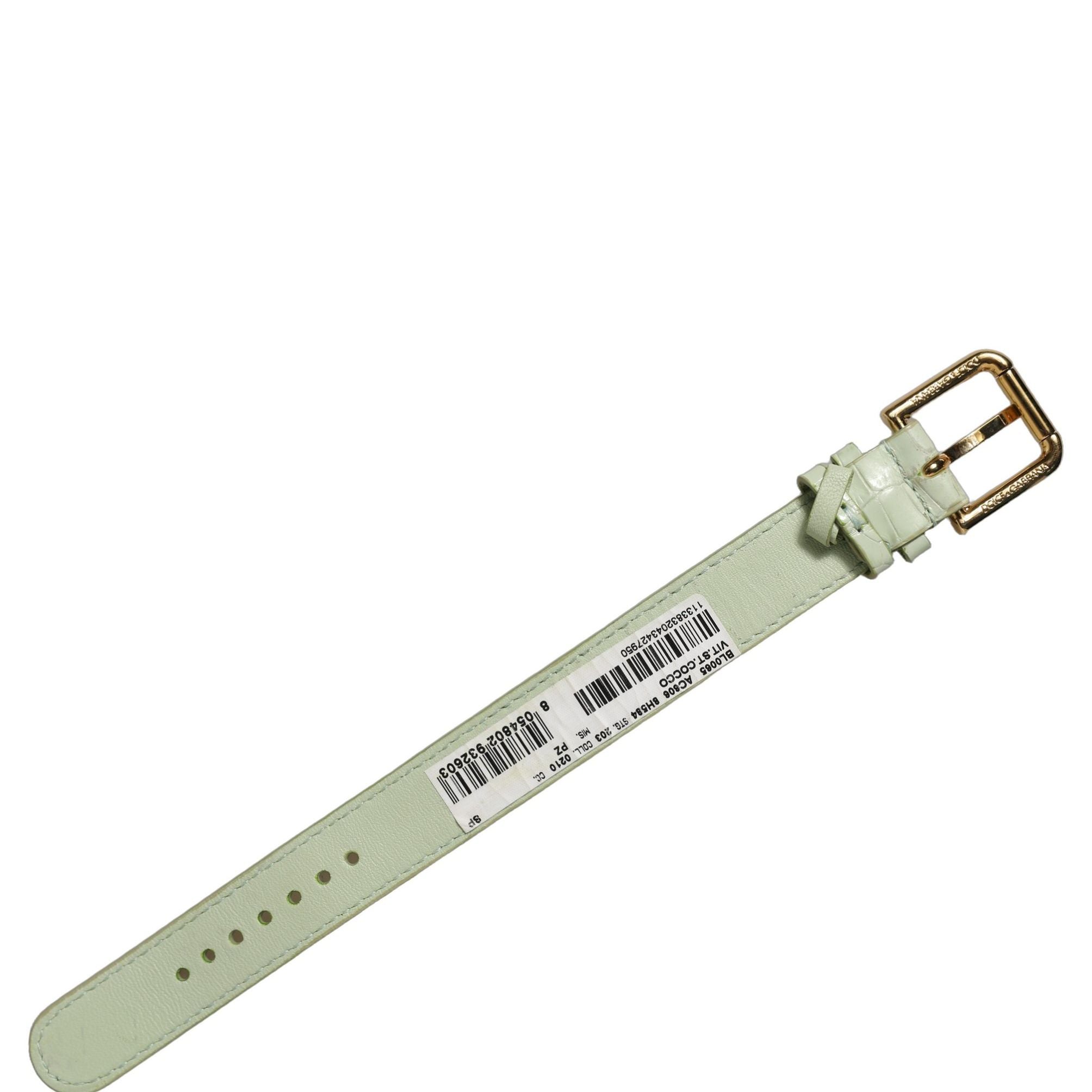 Dolce & Gabbana Green Embossed Leather Gold Buckle Belt Strap Bracelet