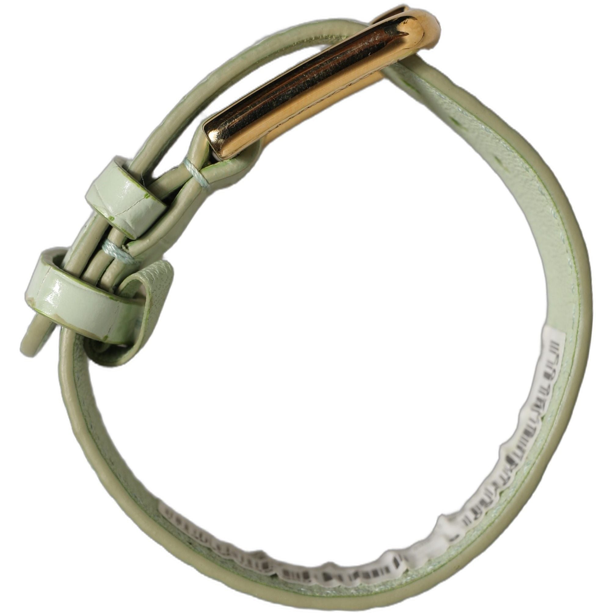 Dolce & Gabbana Green Embossed Leather Gold Buckle Belt Strap Bracelet