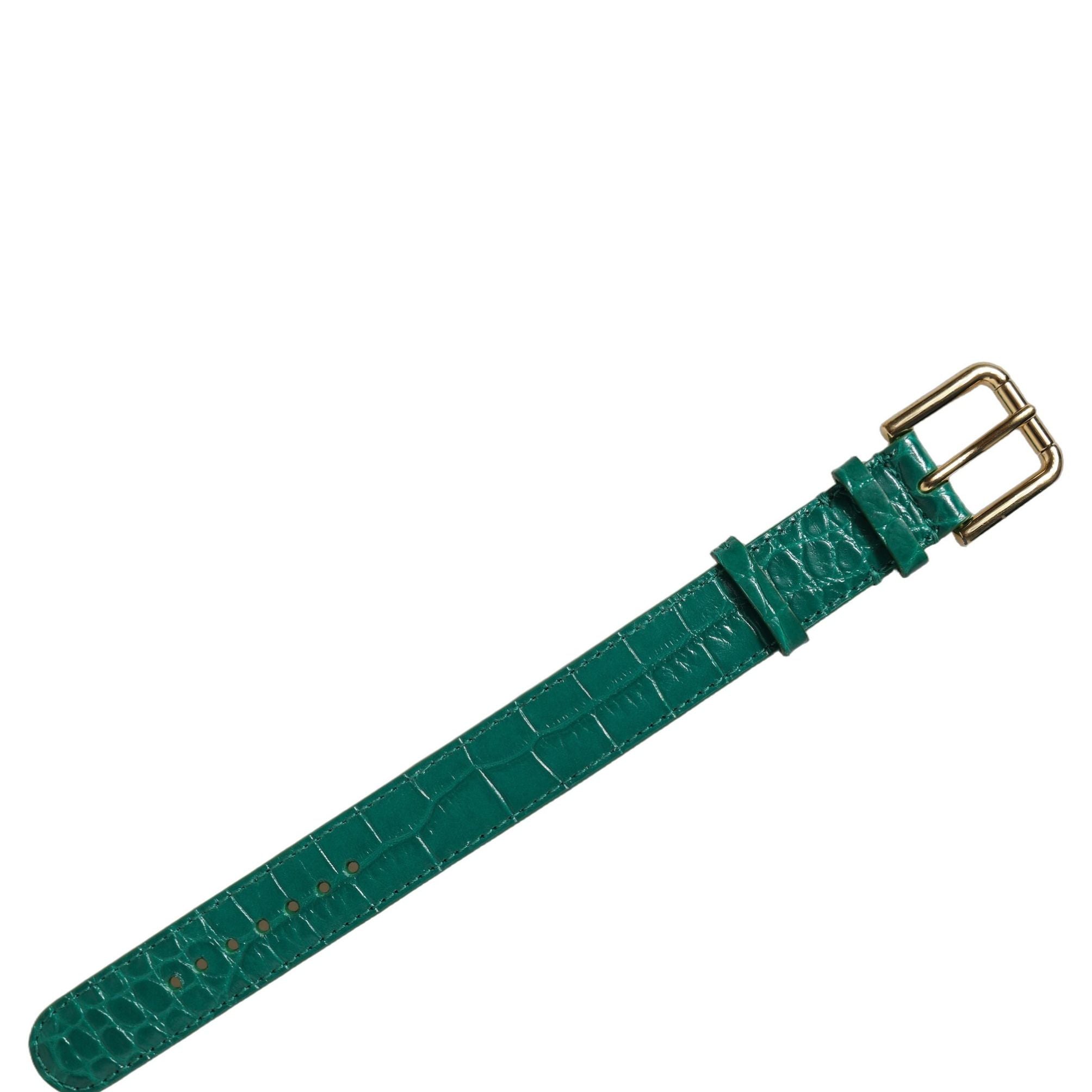 Dolce & Gabbana Green Embossed Leather Gold Buckle Belt Strap Bracelet