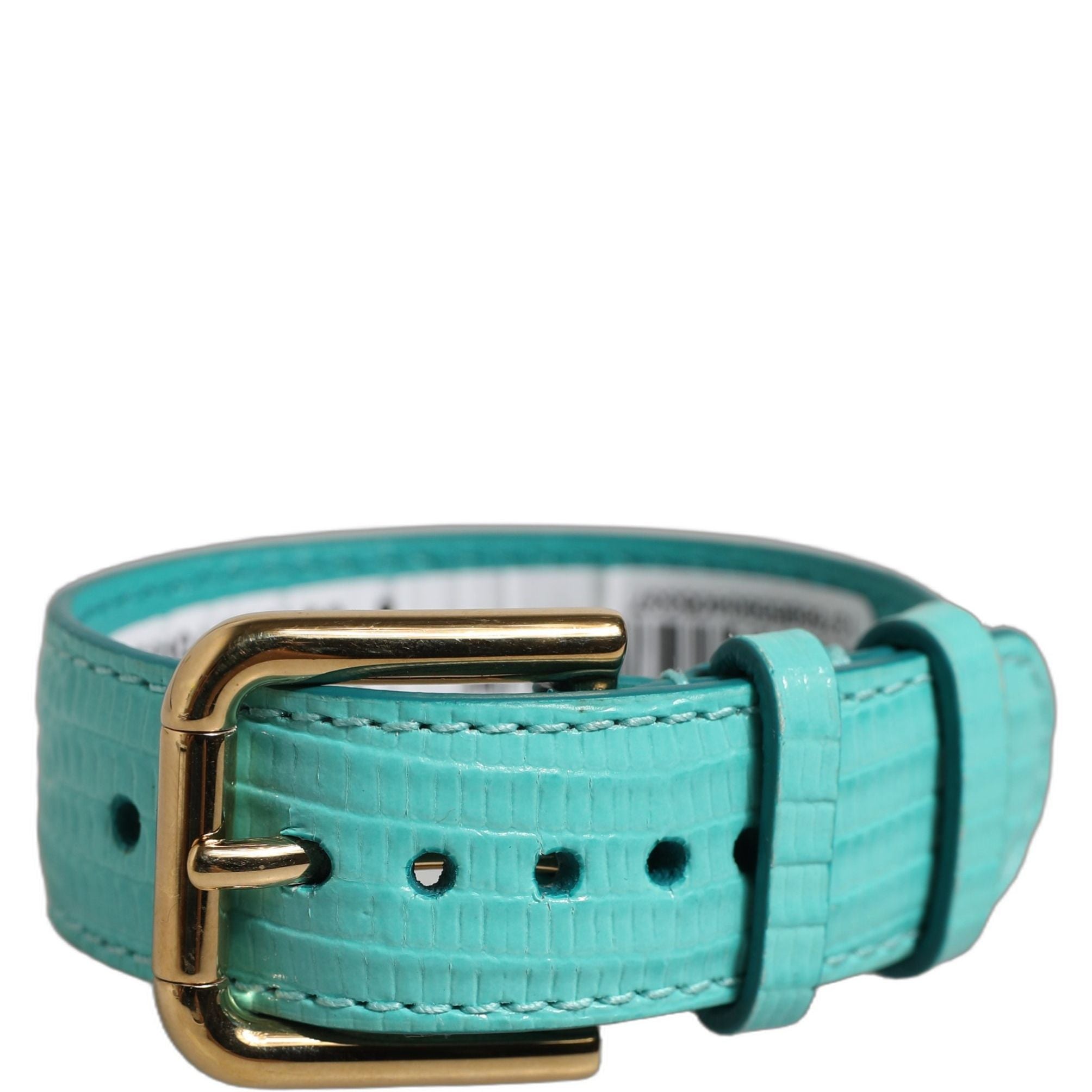 Dolce & Gabbana Blue Textured Leather Gold Buckle Belt Strap Bracelet