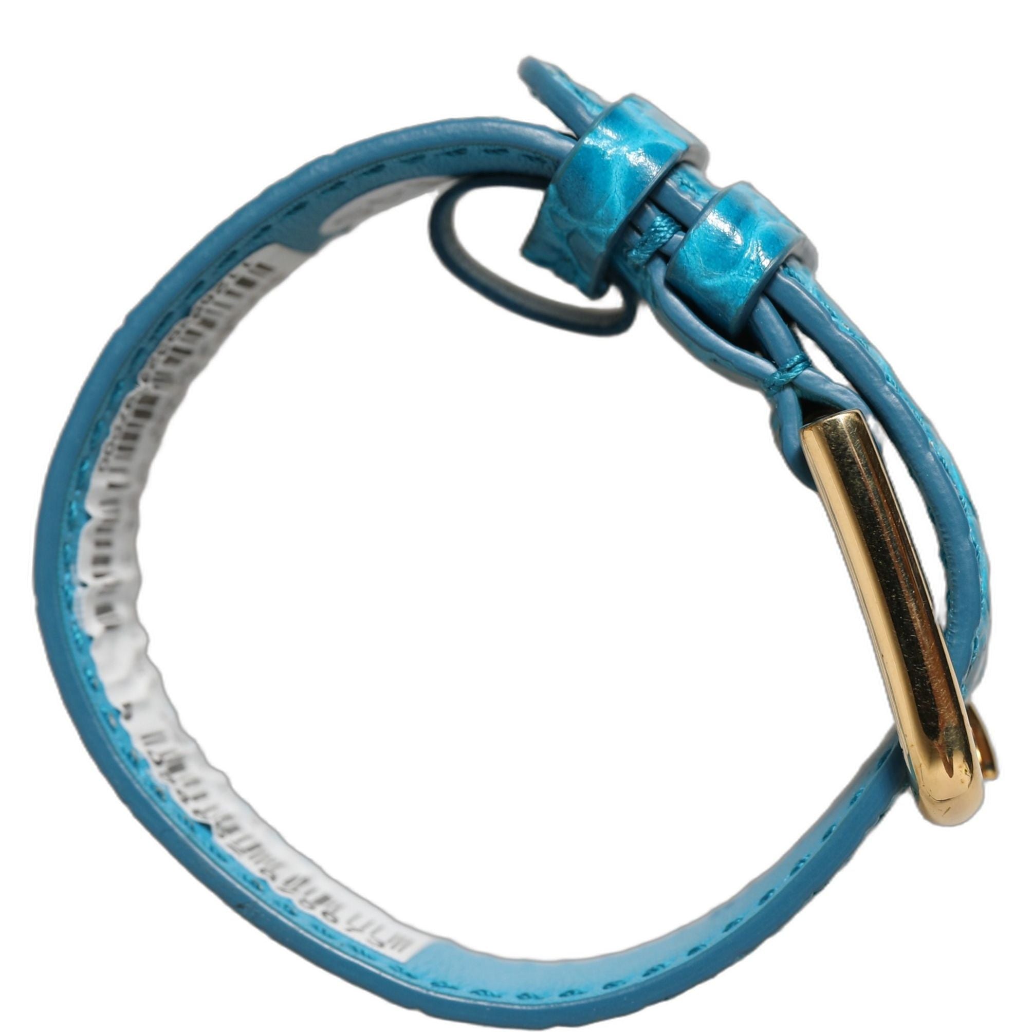 Dolce & Gabbana Blue Embossed Leather Gold Buckle Belt Strap Bracelet