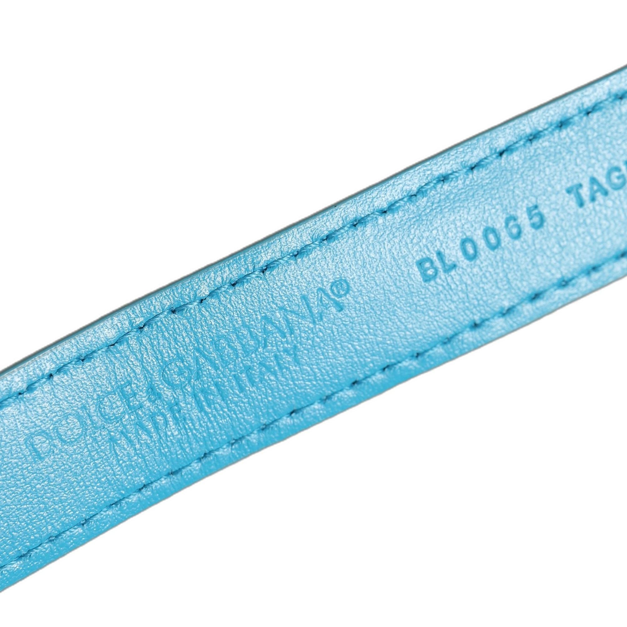 Dolce & Gabbana Turquoise Texture Leather Gold Buckle Belt Strap Bracelet