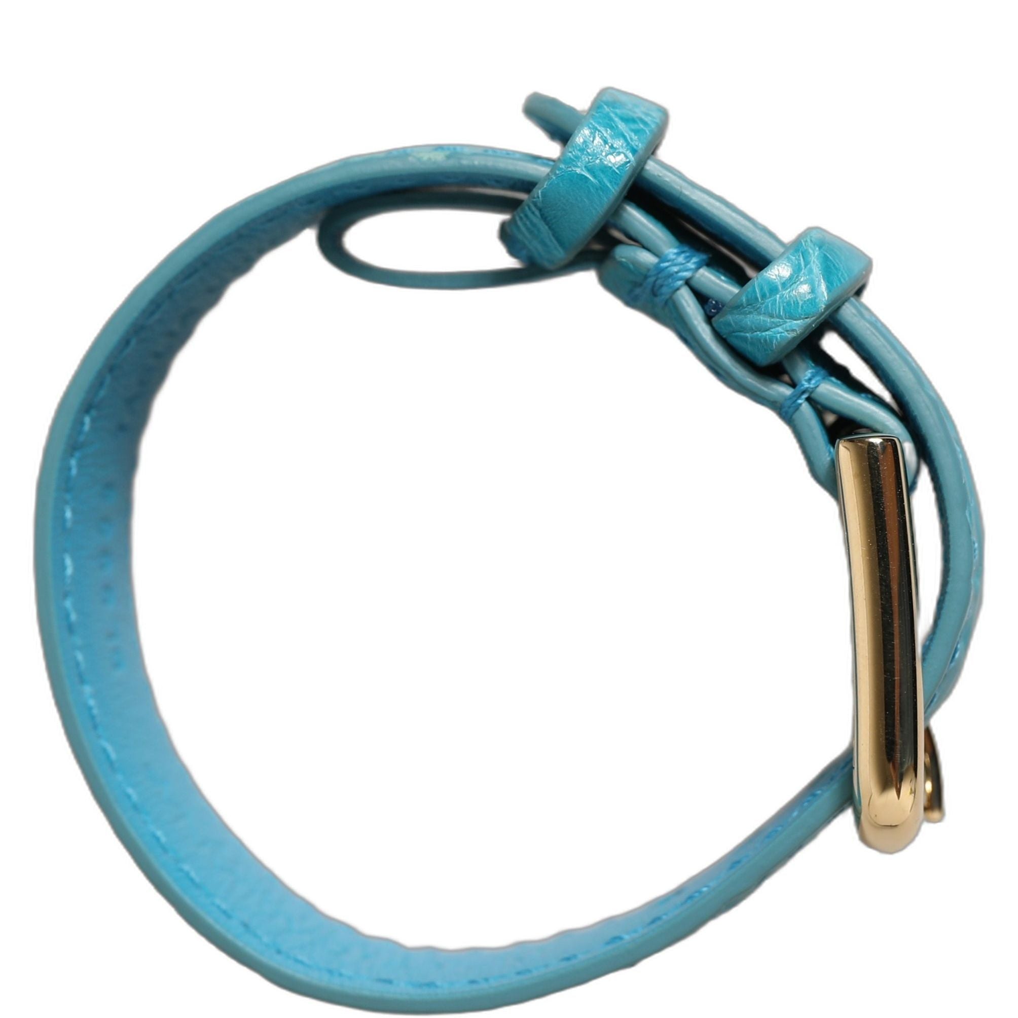 Dolce & Gabbana Turquoise Texture Leather Gold Buckle Belt Strap Bracelet