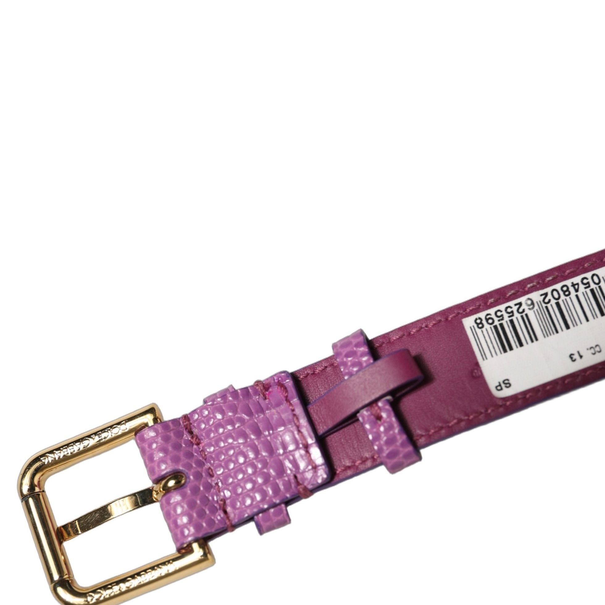Dolce & Gabbana Purple Textured Leather Gold Buckle Belt Strap Bracelet