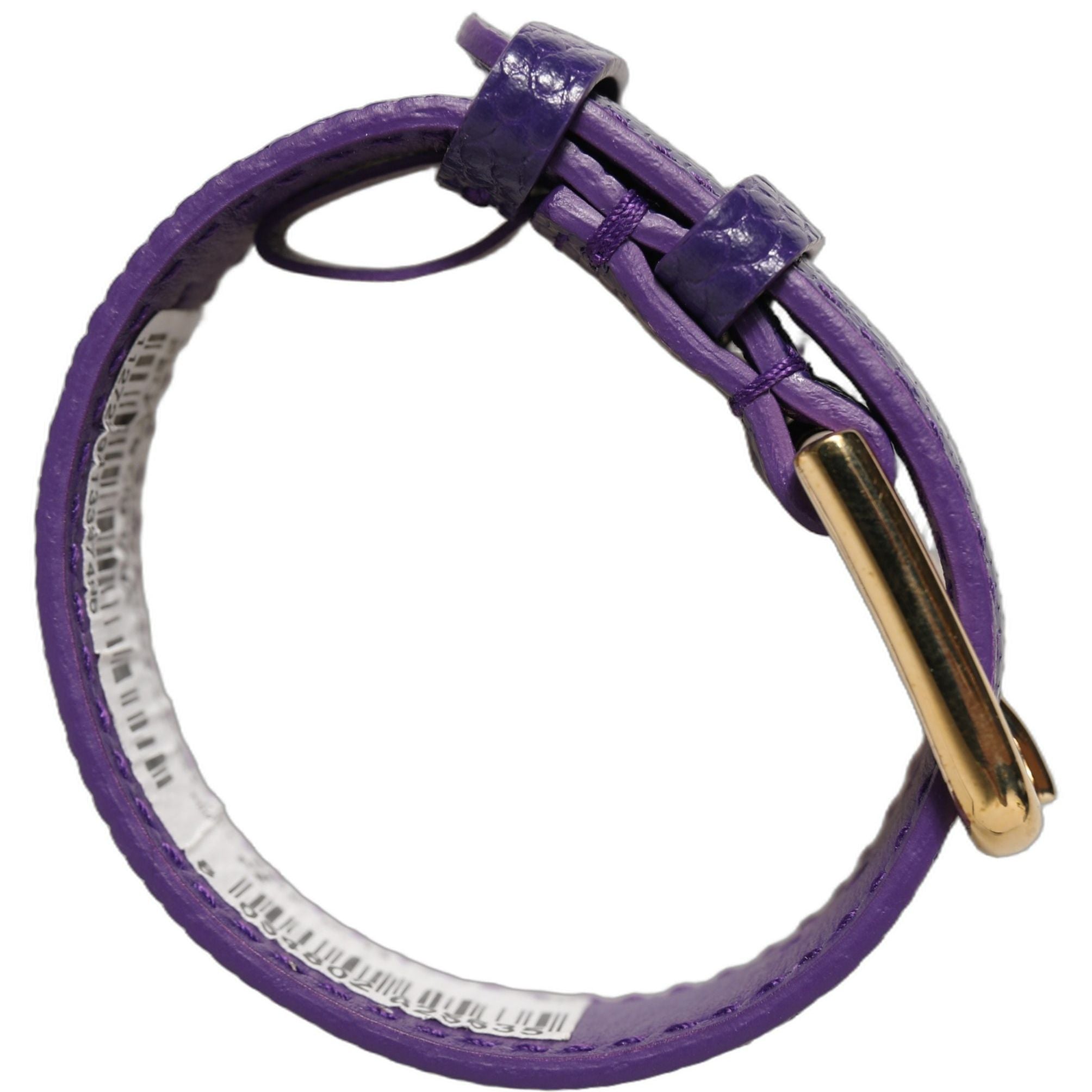 Dolce & Gabbana Violet Textured Leather Gold Buckle Belt Strap Bracelet