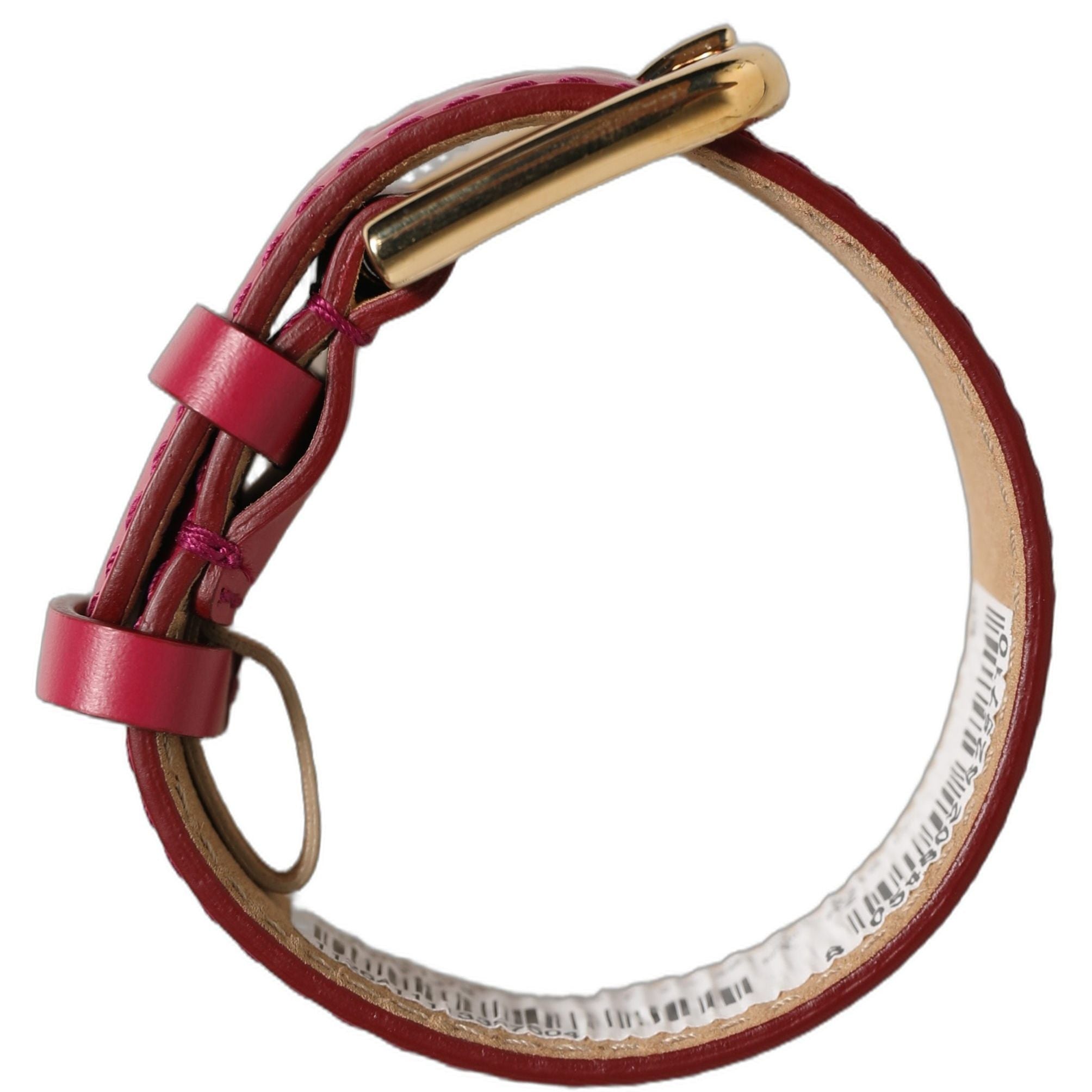 Dolce & Gabbana Red Calfskin Leather Gold Buckle Belt Strap Bracelet