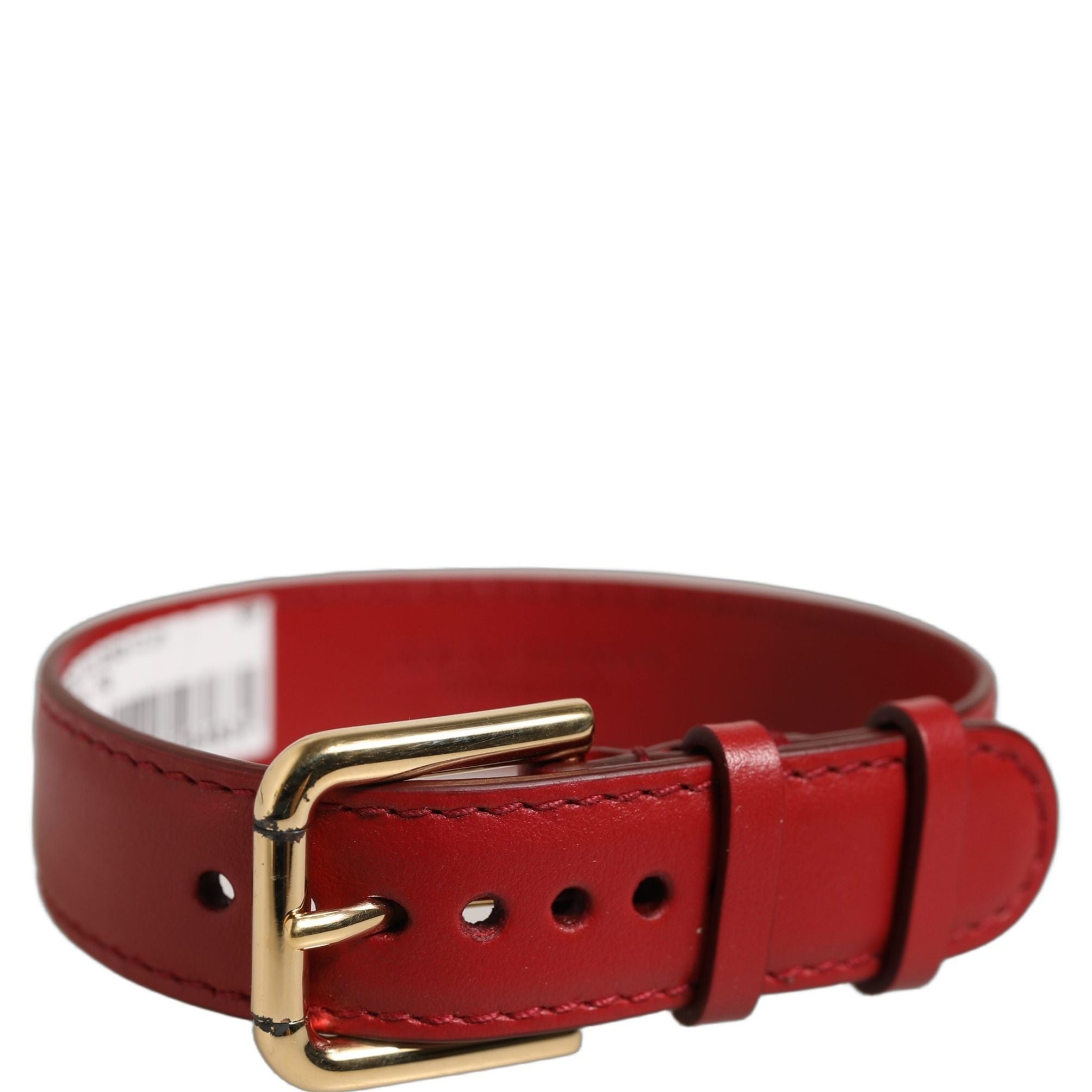Dolce & Gabbana Red Calfskin Leather Gold Buckle Belt Strap Bracelet