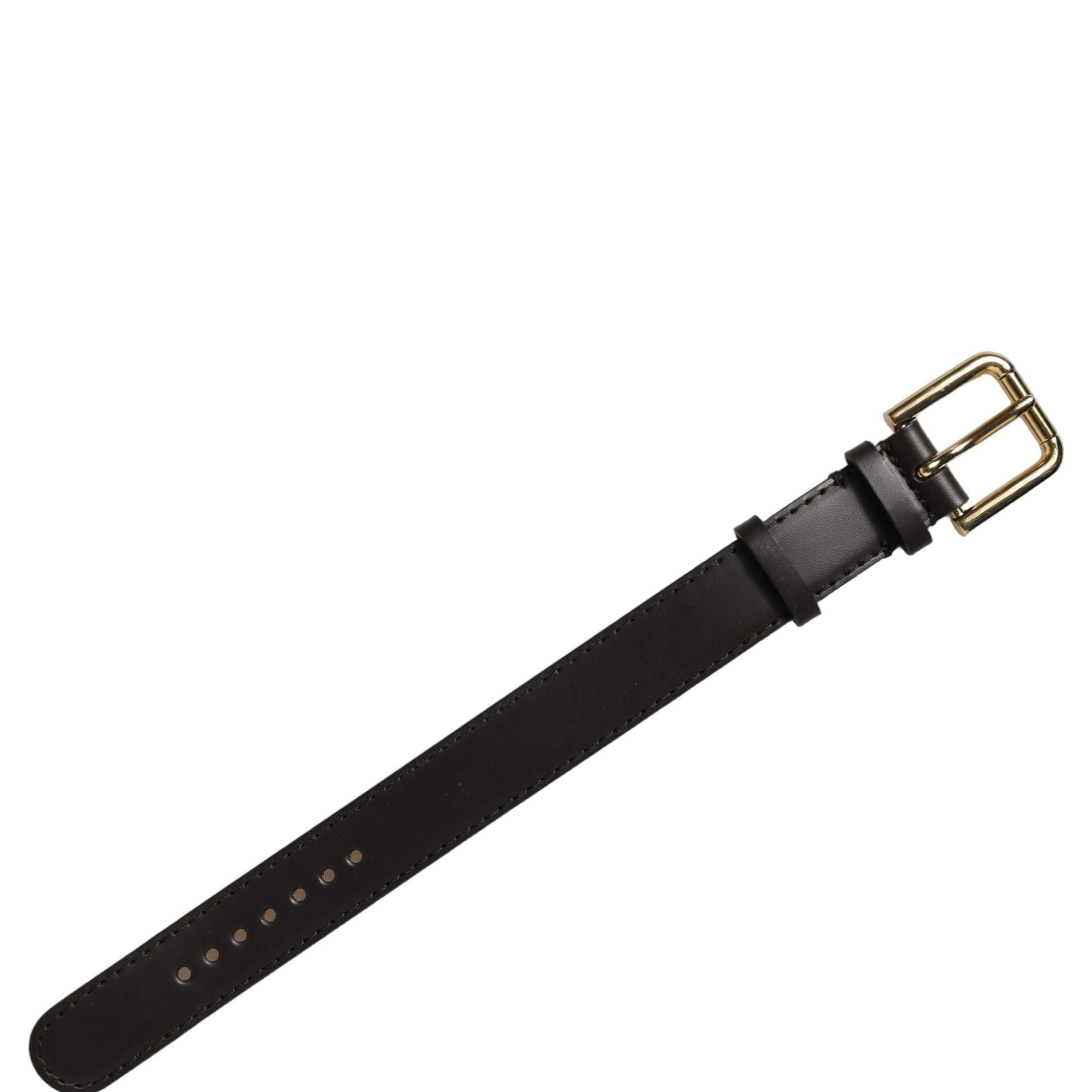 Dolce & Gabbana Black Calfskin Leather Gold Buckle Belt Strap Bracelet