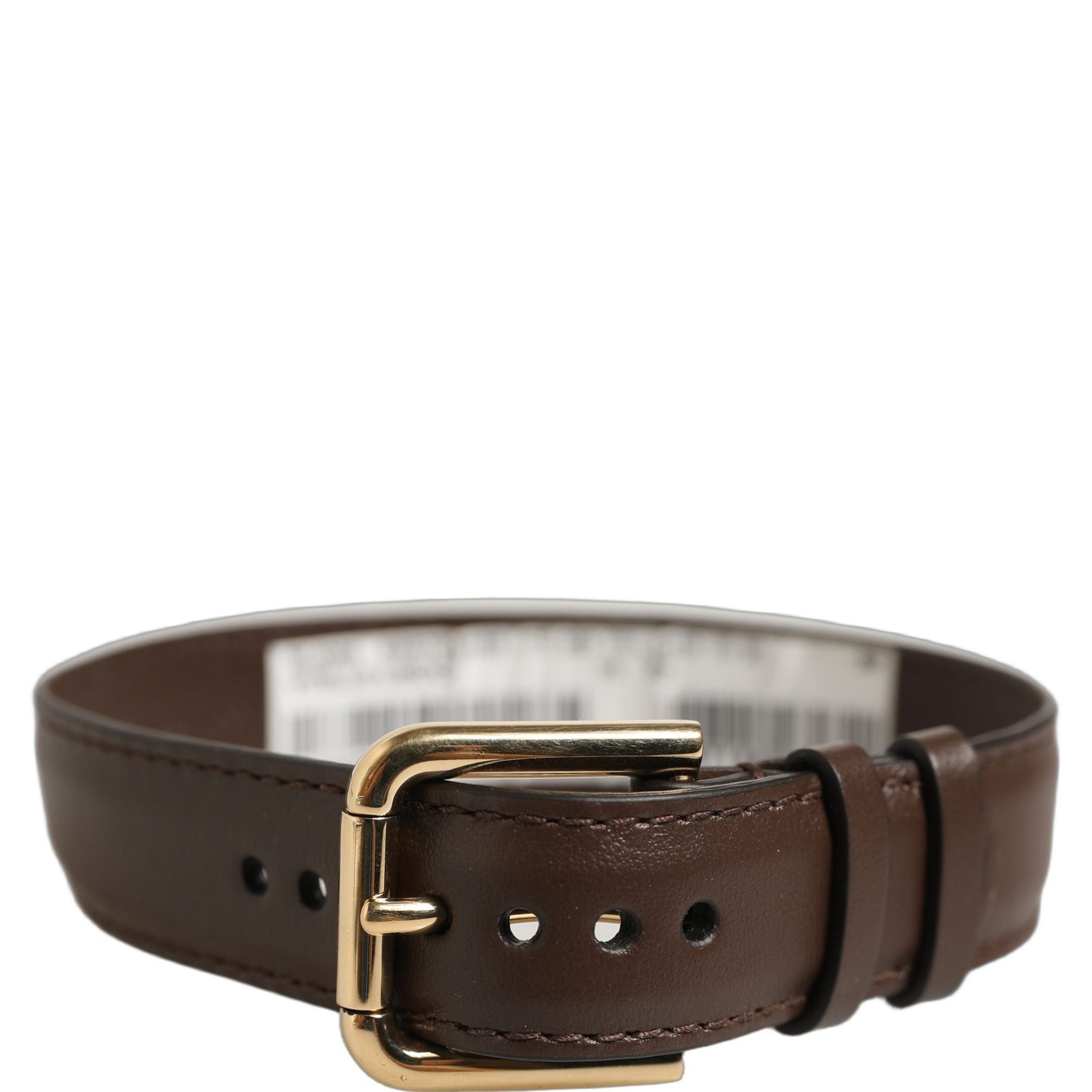 Dolce & Gabbana Brown Calfskin Leather Gold Buckle Belt Strap Bracelet