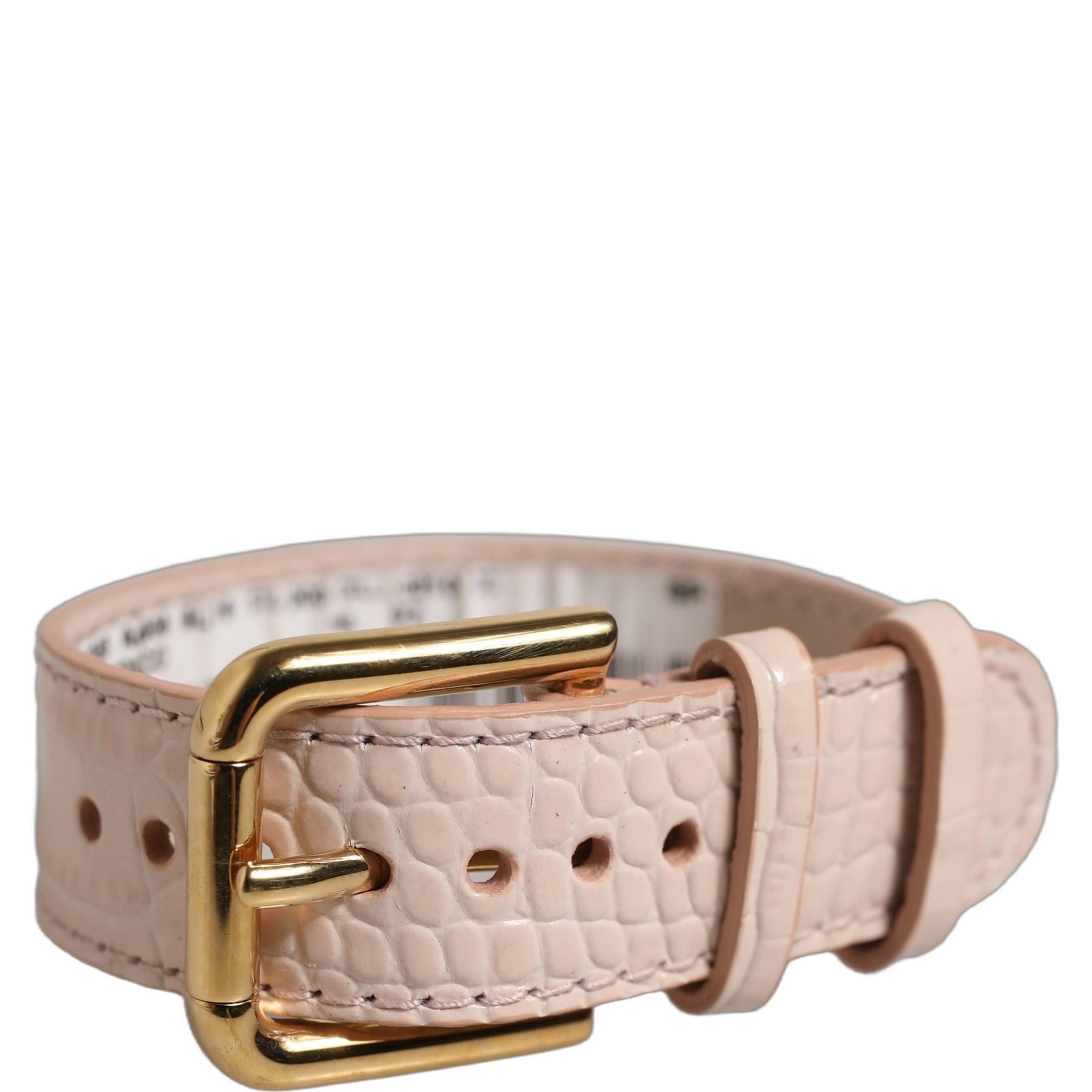 Dolce & Gabbana Pink Embossed Leather Gold Buckle Belt Strap Bracelet