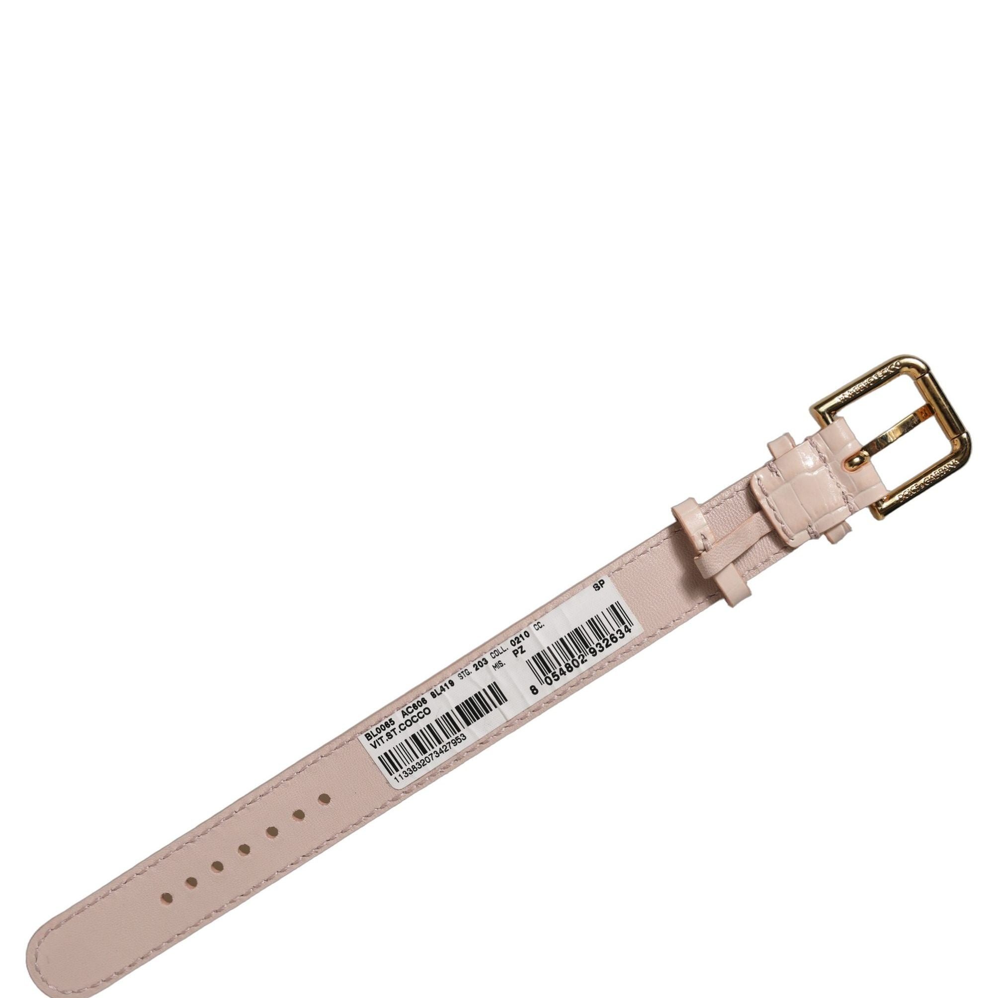 Dolce & Gabbana Pink Embossed Leather Gold Buckle Belt Strap Bracelet
