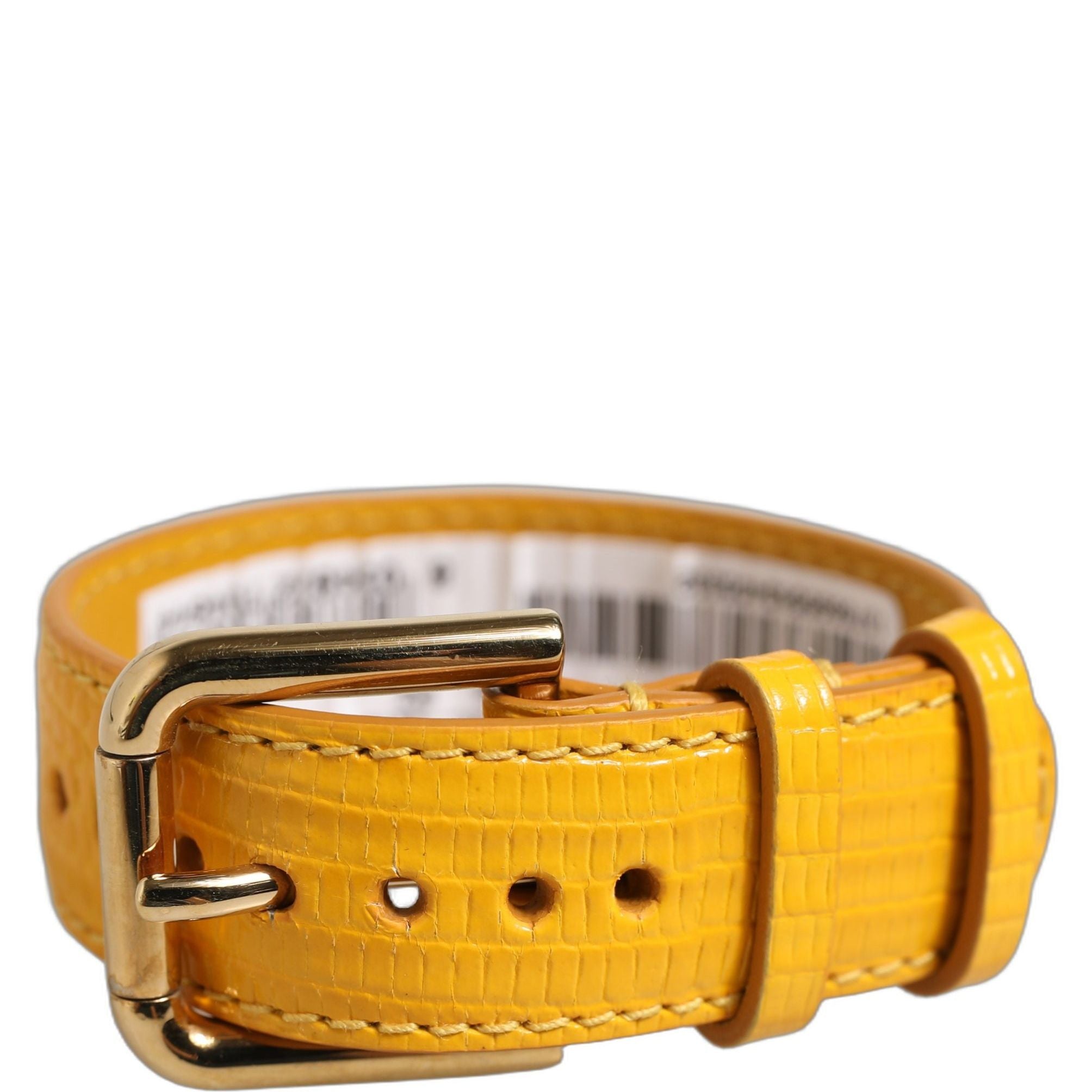 Dolce & Gabbana Yellow Textured Leather Gold Buckle Belt Strap Bracelet