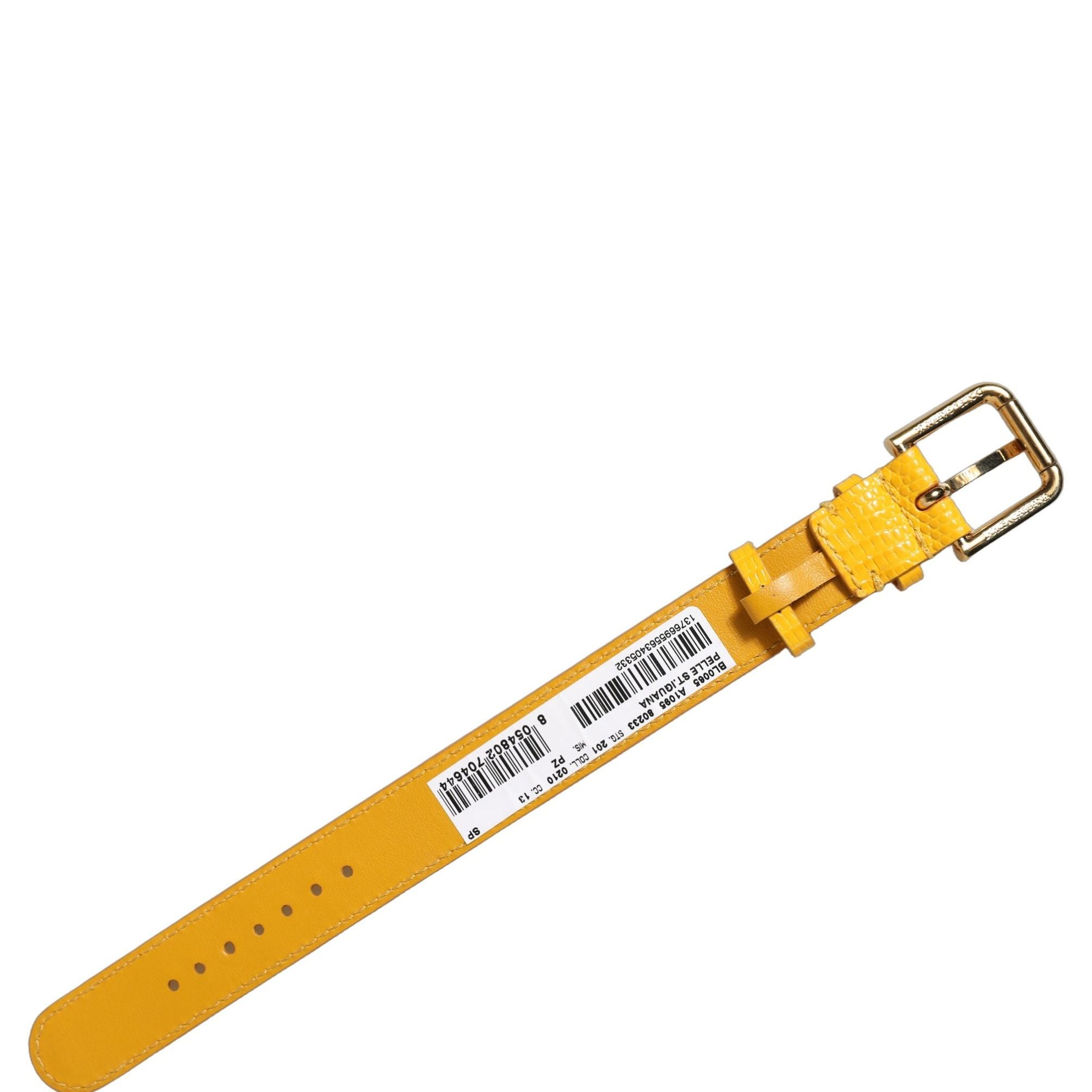 Dolce & Gabbana Yellow Textured Leather Gold Buckle Belt Strap Bracelet