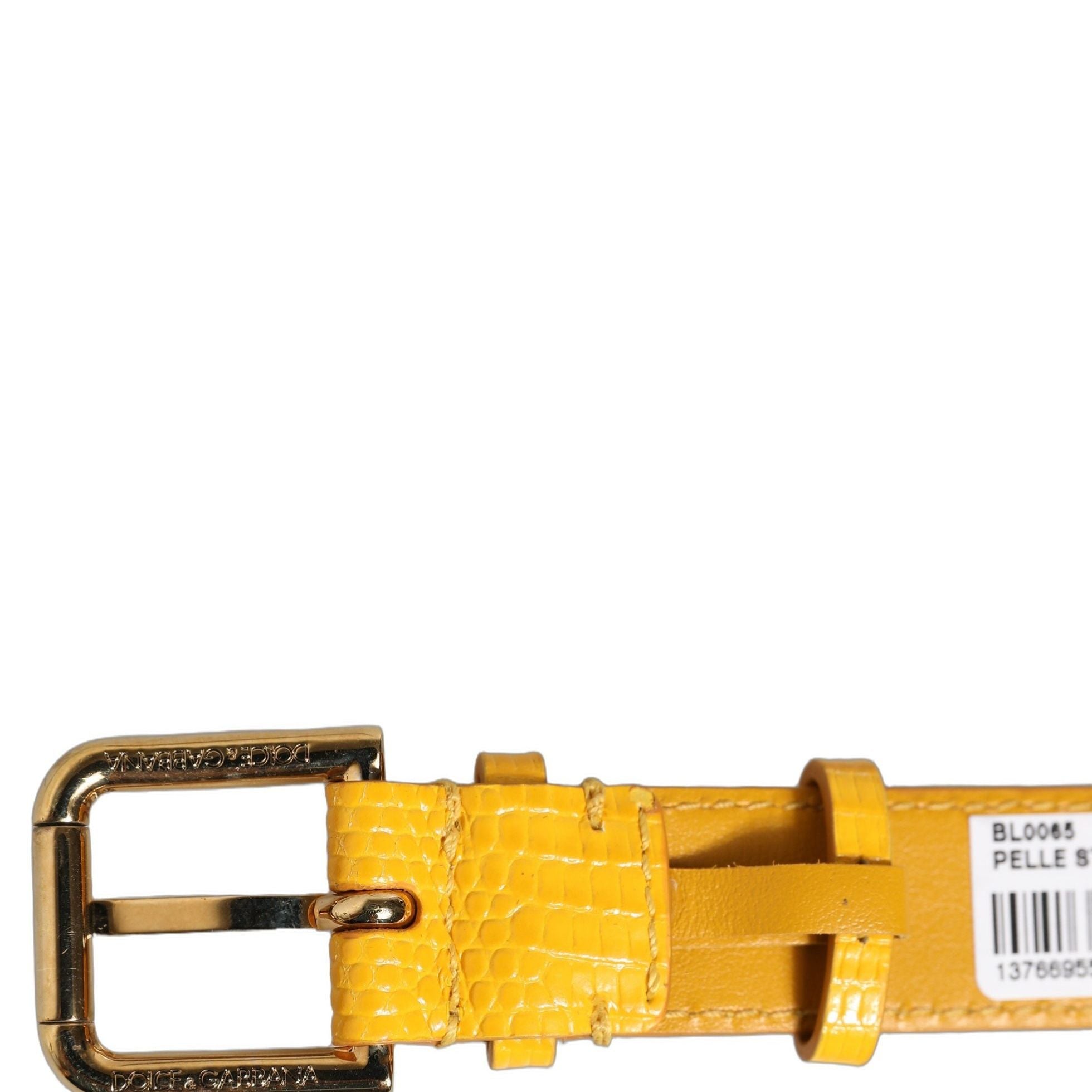 Dolce & Gabbana Yellow Textured Leather Gold Buckle Belt Strap Bracelet