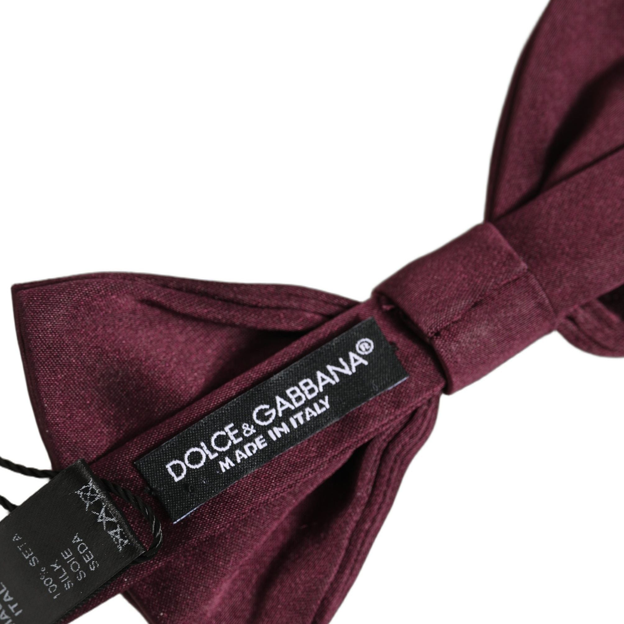 Dolce & Gabbana Men Maroon 100% Silk Adjustable Neck Papillon Bow Tie