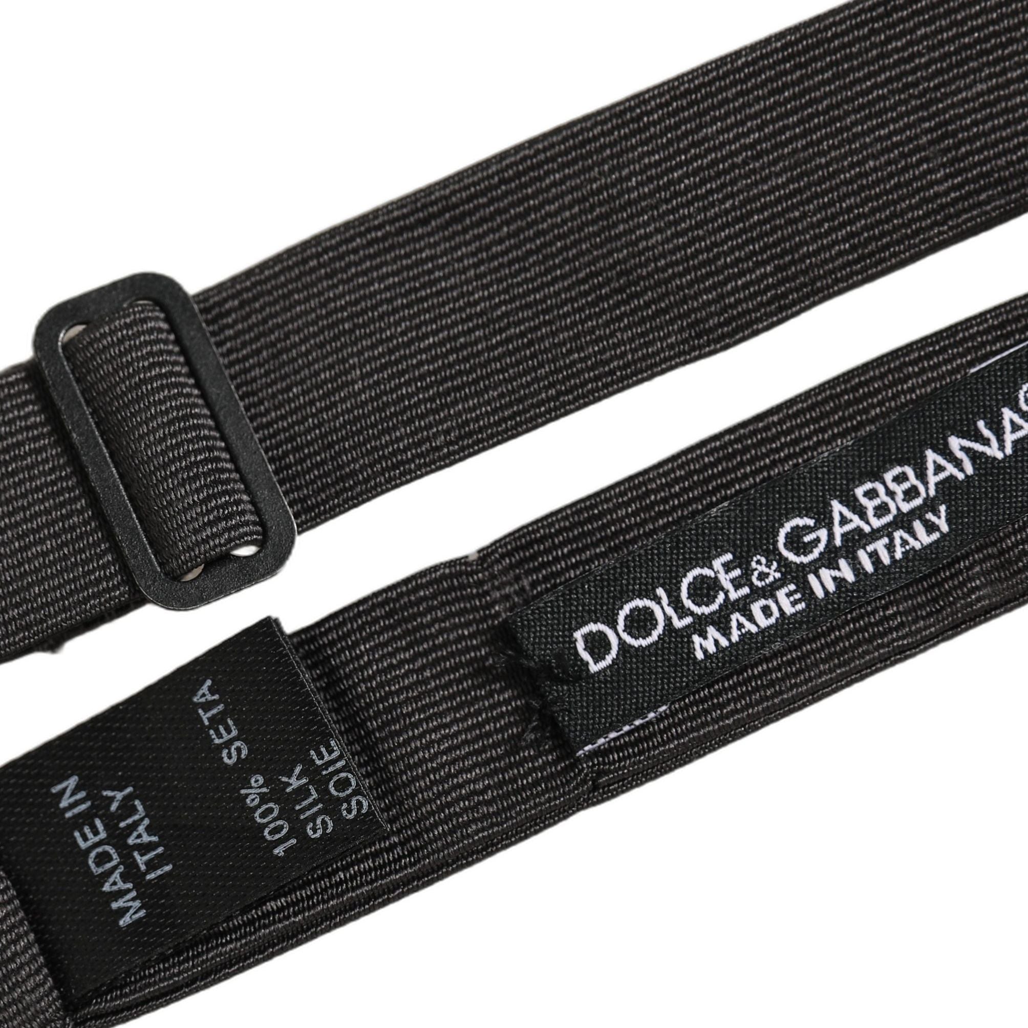 Dolce & Gabbana Men Black 100% Cotton Adjustable Neck Papillon Bow Tie
