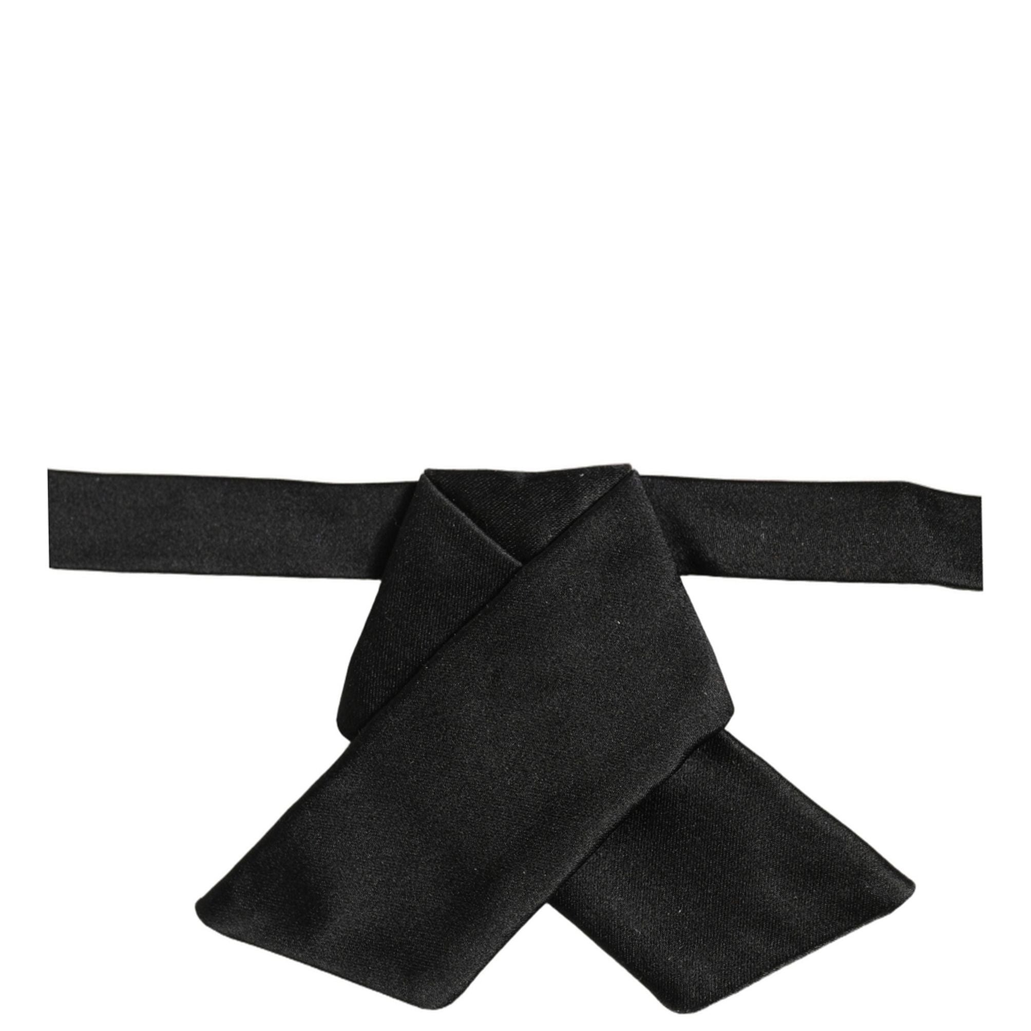 Dolce & Gabbana Men Black 100% SIlk Adjustable Neck Papillon Bow Tie